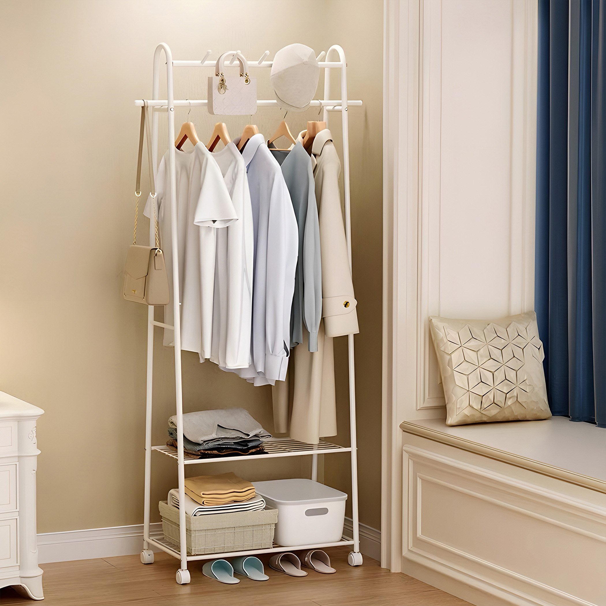 علّاقة معاطف مع رف متعدد الاستخدامات من موڤو روبي-hbxhomeware-bathandlaundry-clothesdryingracks-image-1
