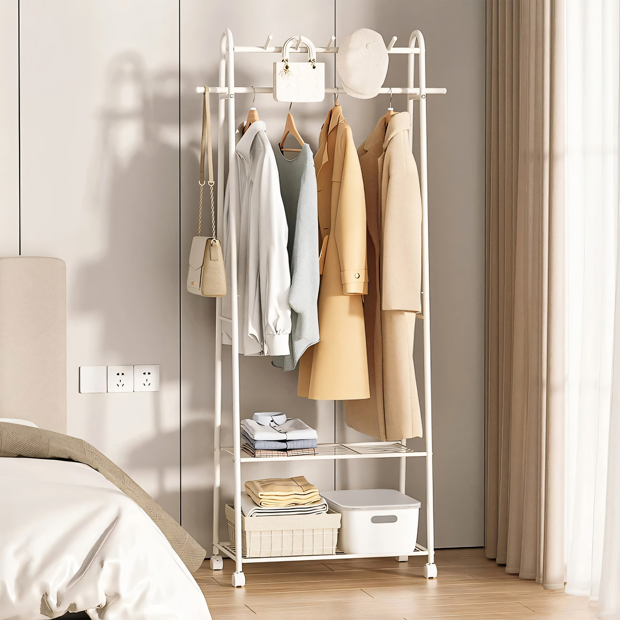 علّاقة معاطف مع رف متعدد الاستخدامات من موڤو روبي-hbxhomeware-bathandlaundry-clothesdryingracks-image-3