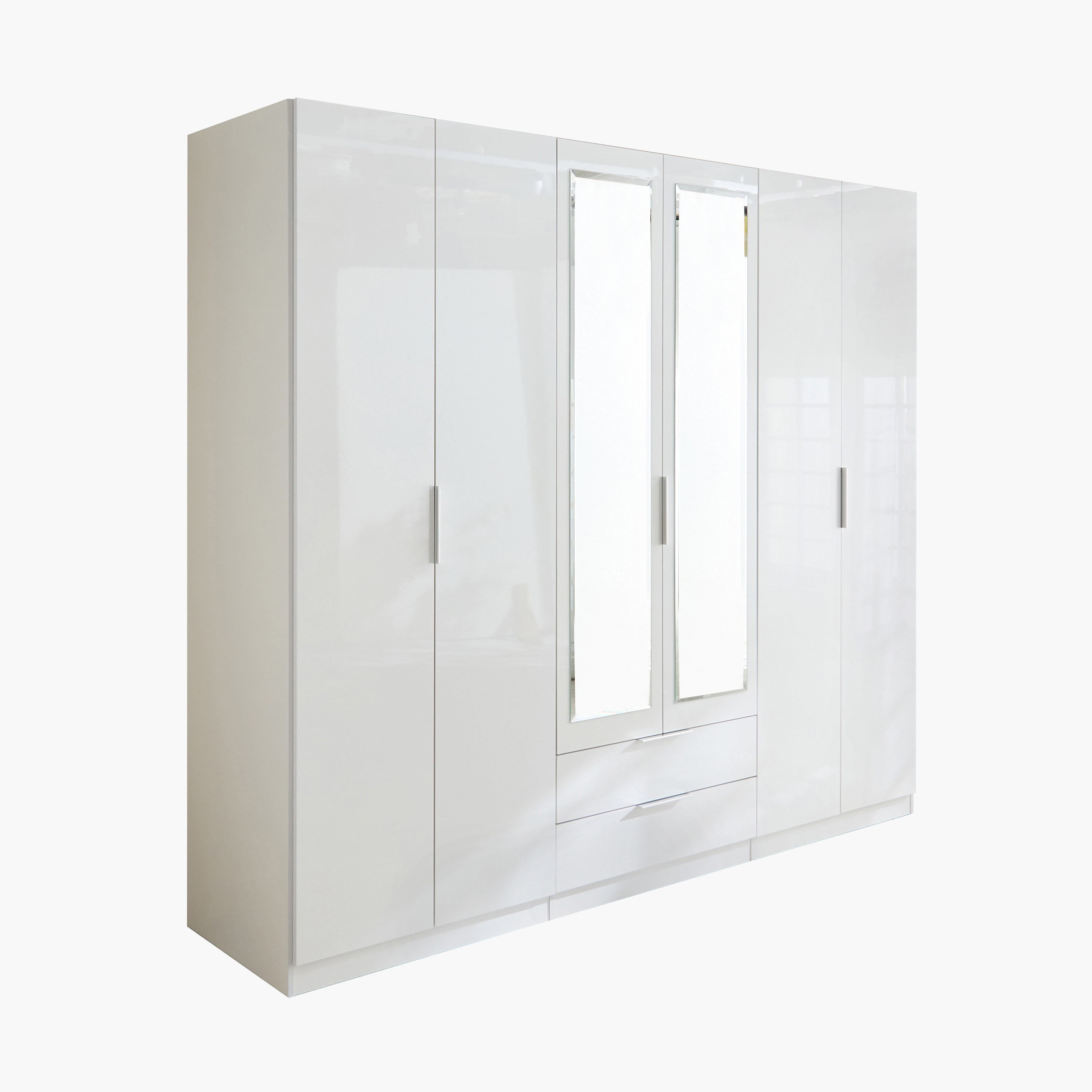 Liberty 6-Door High Gloss Wardrobe with 2 Drawers and Mirror-hbxfurniture-wardrobes-image-11