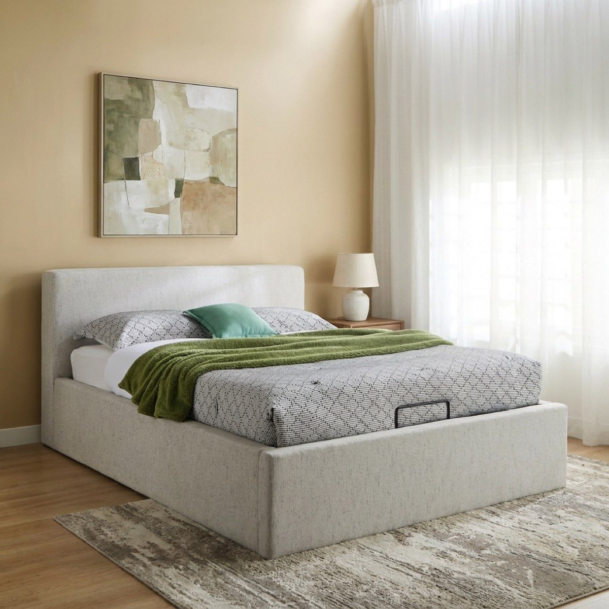 Liberty Upholstered Hydraulic Storage Queen Bed - 160x200 cm-hbxbedroom-bedsandbedsets-beds-queen-image-1