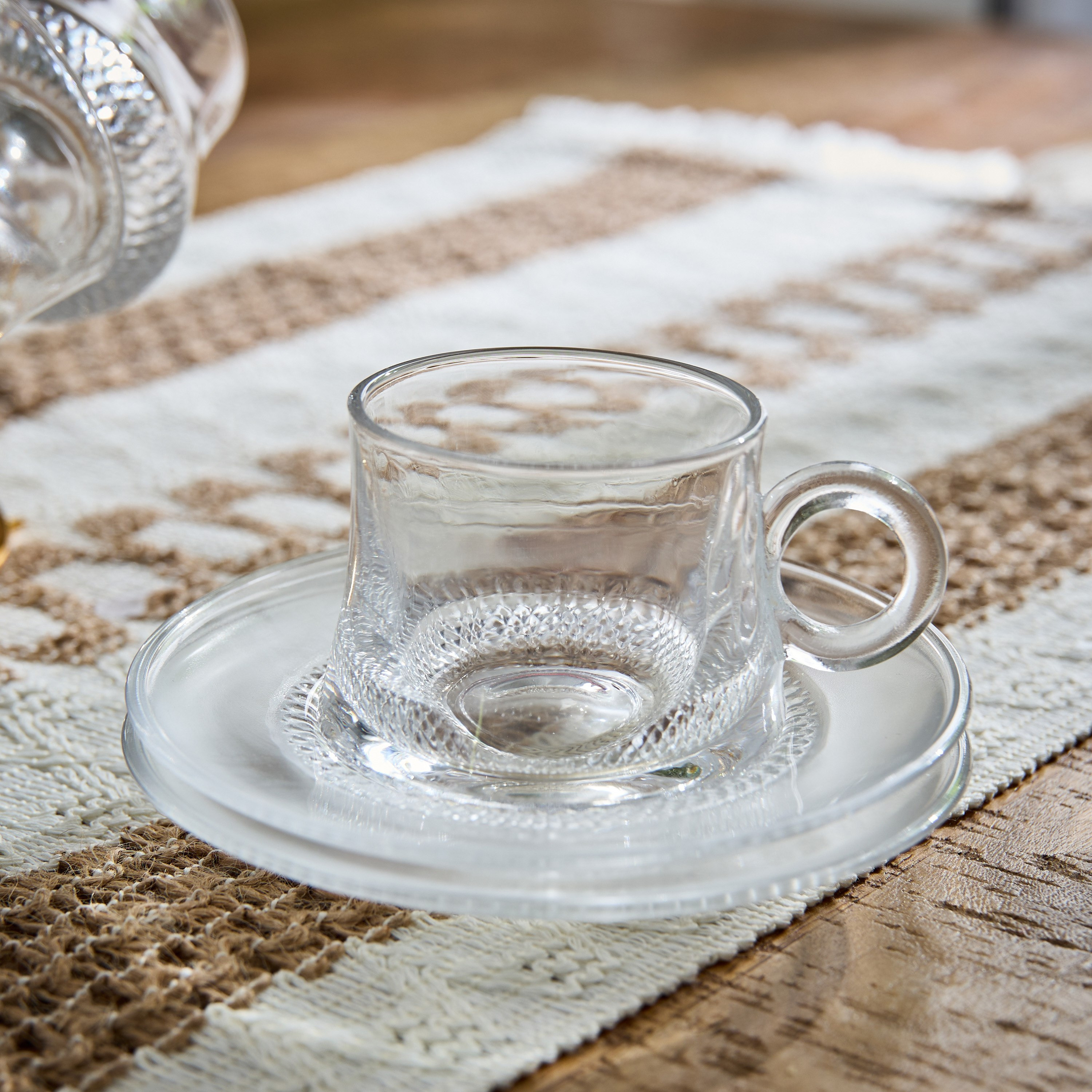طقم فناجين وصحون زجاج 12 قطعة مع حامل من أوركيد - 100 مل-hbxhomeware-diningandtabletop-coffeeandteasets-image-3