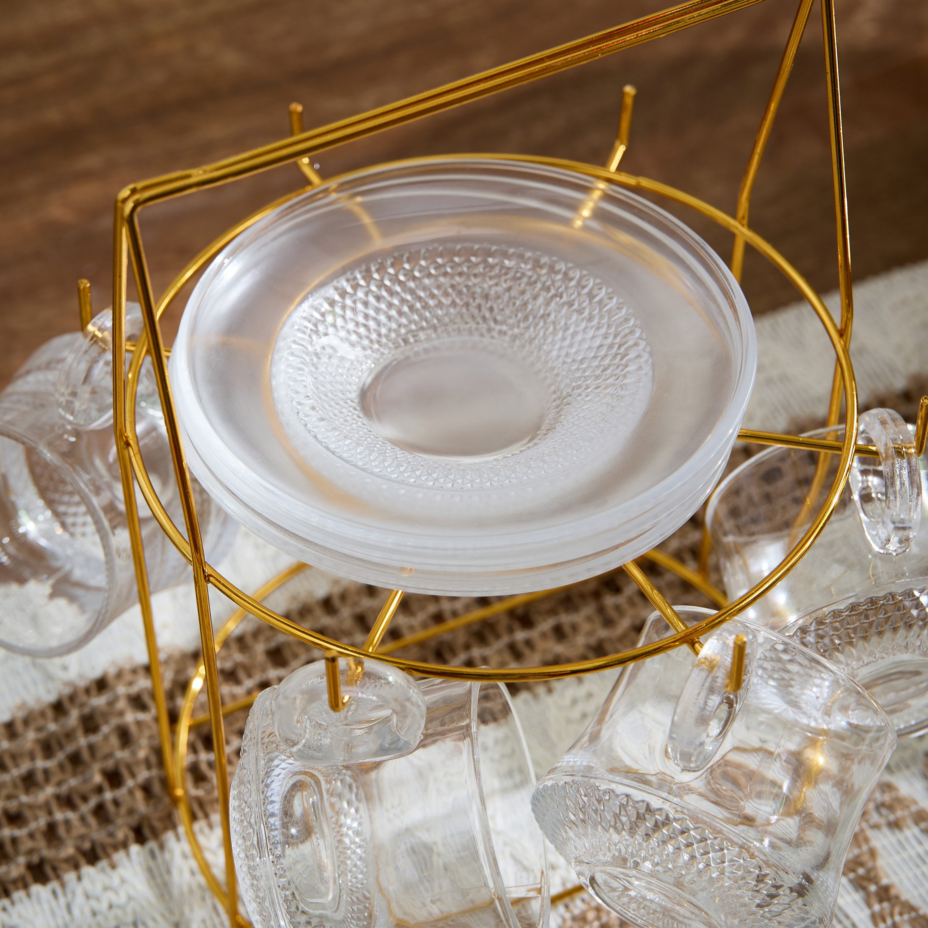طقم فناجين وصحون زجاج 12 قطعة مع حامل من أوركيد - 100 مل-hbxhomeware-diningandtabletop-coffeeandteasets-image-4