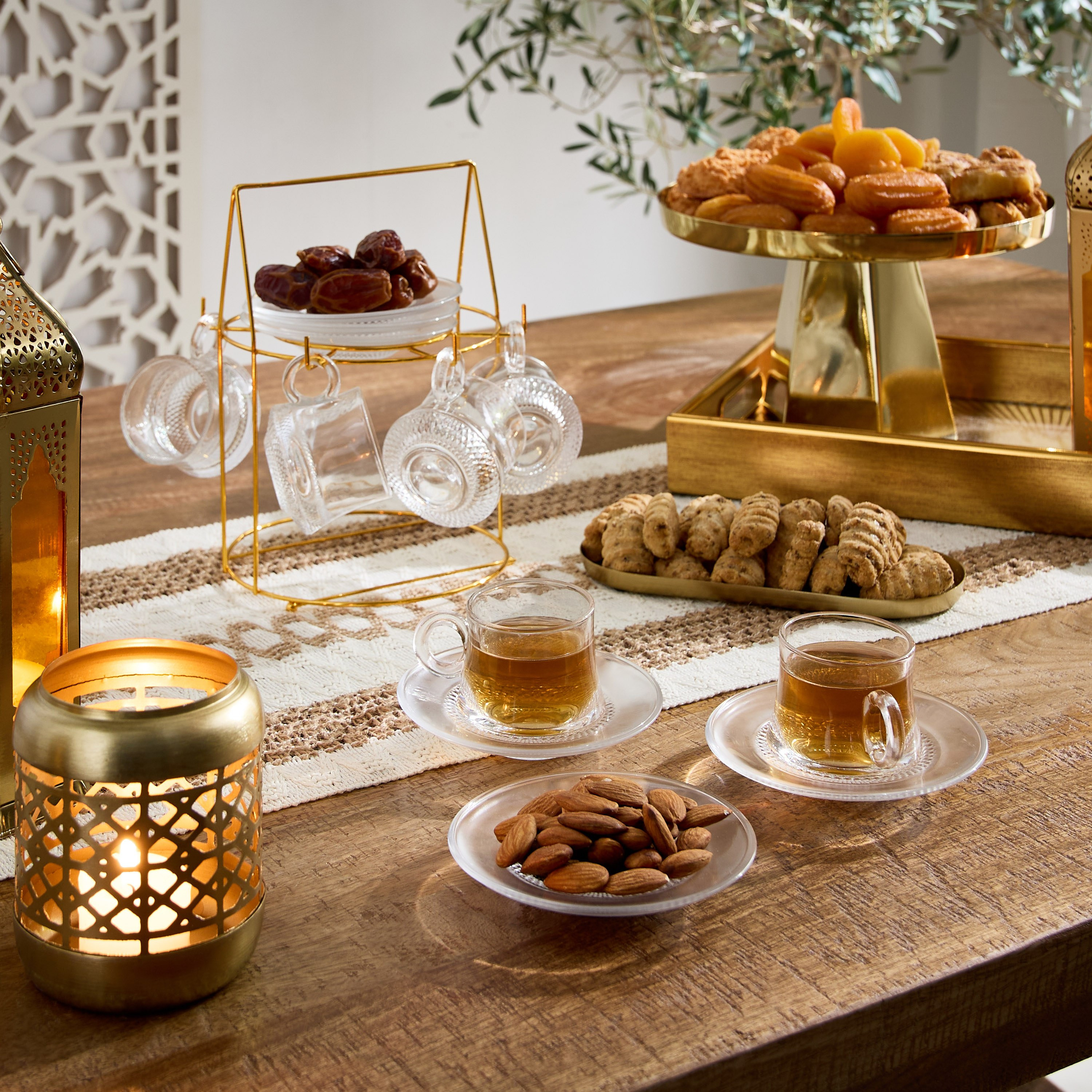 طقم فناجين وصحون زجاج 12 قطعة مع حامل من أوركيد - 100 مل-hbxhomeware-diningandtabletop-coffeeandteasets-image-5