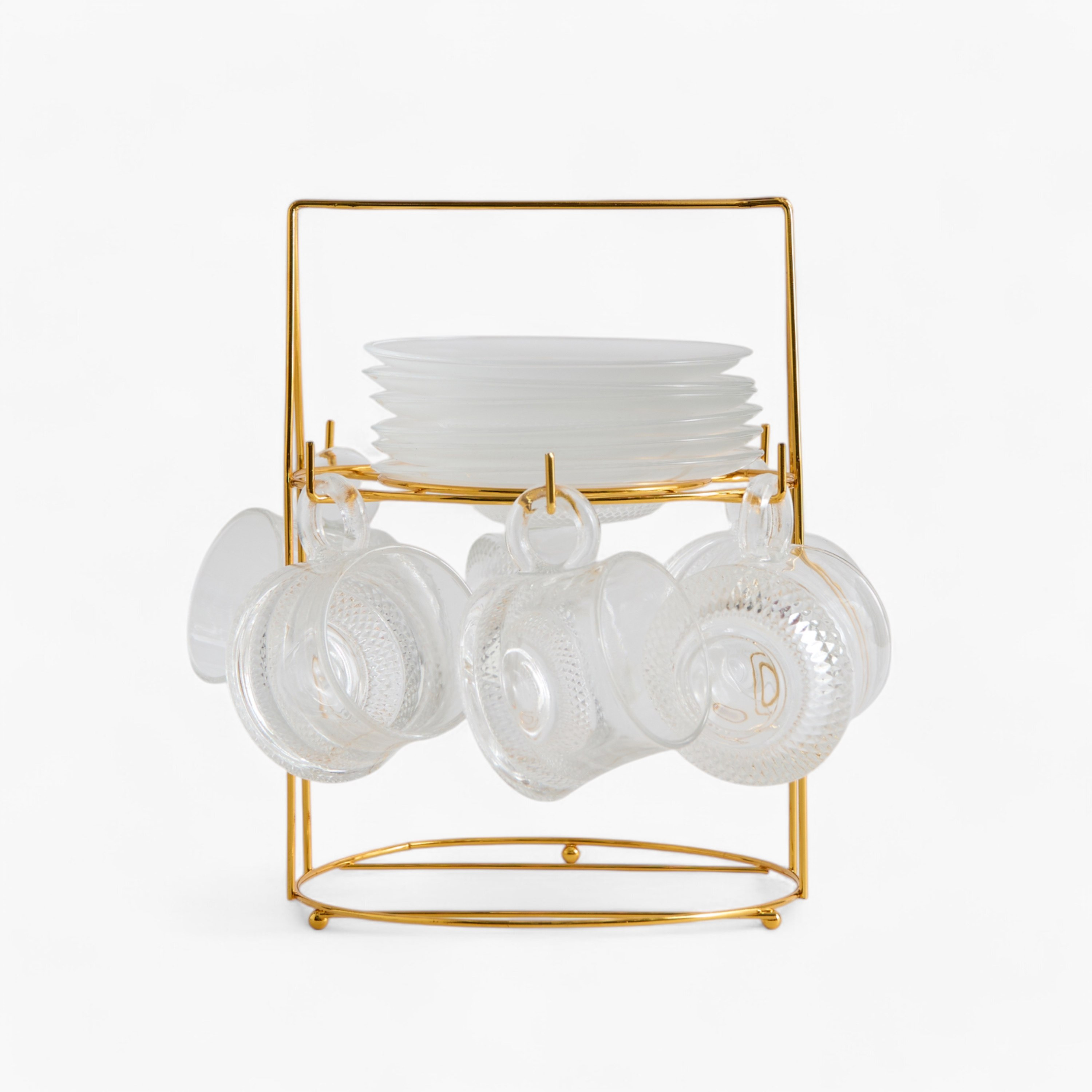 طقم فناجين وصحون زجاج 12 قطعة مع حامل من أوركيد - 100 مل-hbxhomeware-diningandtabletop-coffeeandteasets-image-6