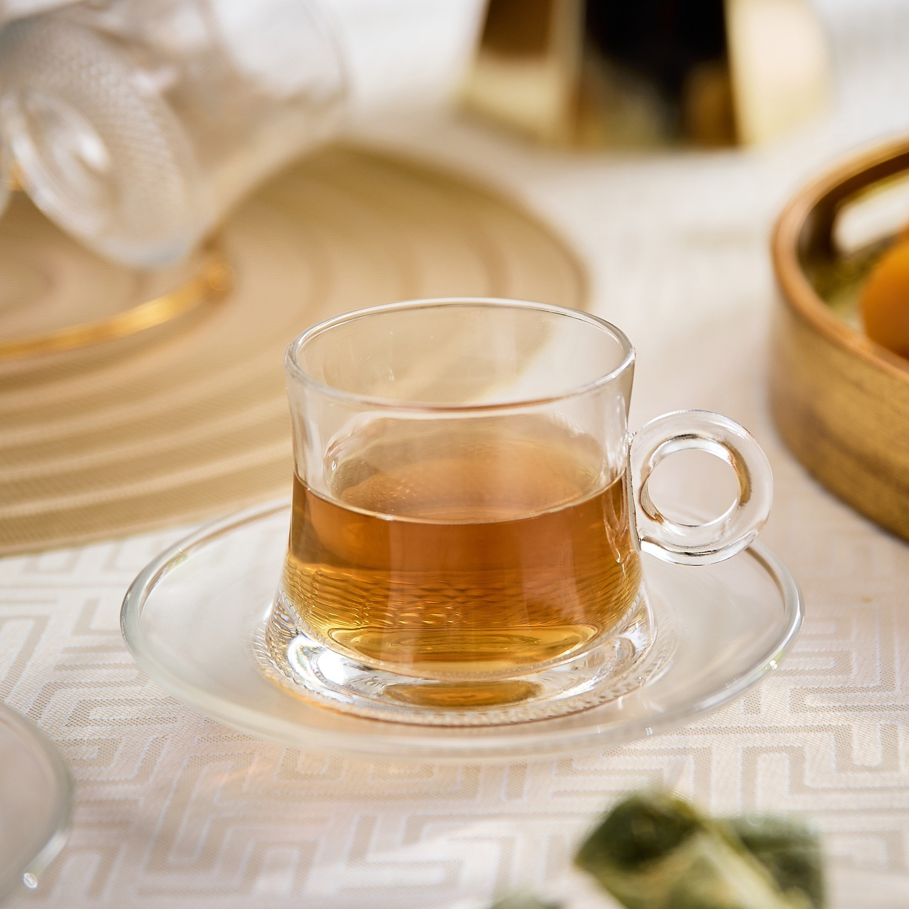 طقم فناجين وصحون قهوة زجاج مع حامل 12 قطعة من أوركيد - 160 مل-hbxhomeware-diningandtabletop-coffeeandteasets-image-2