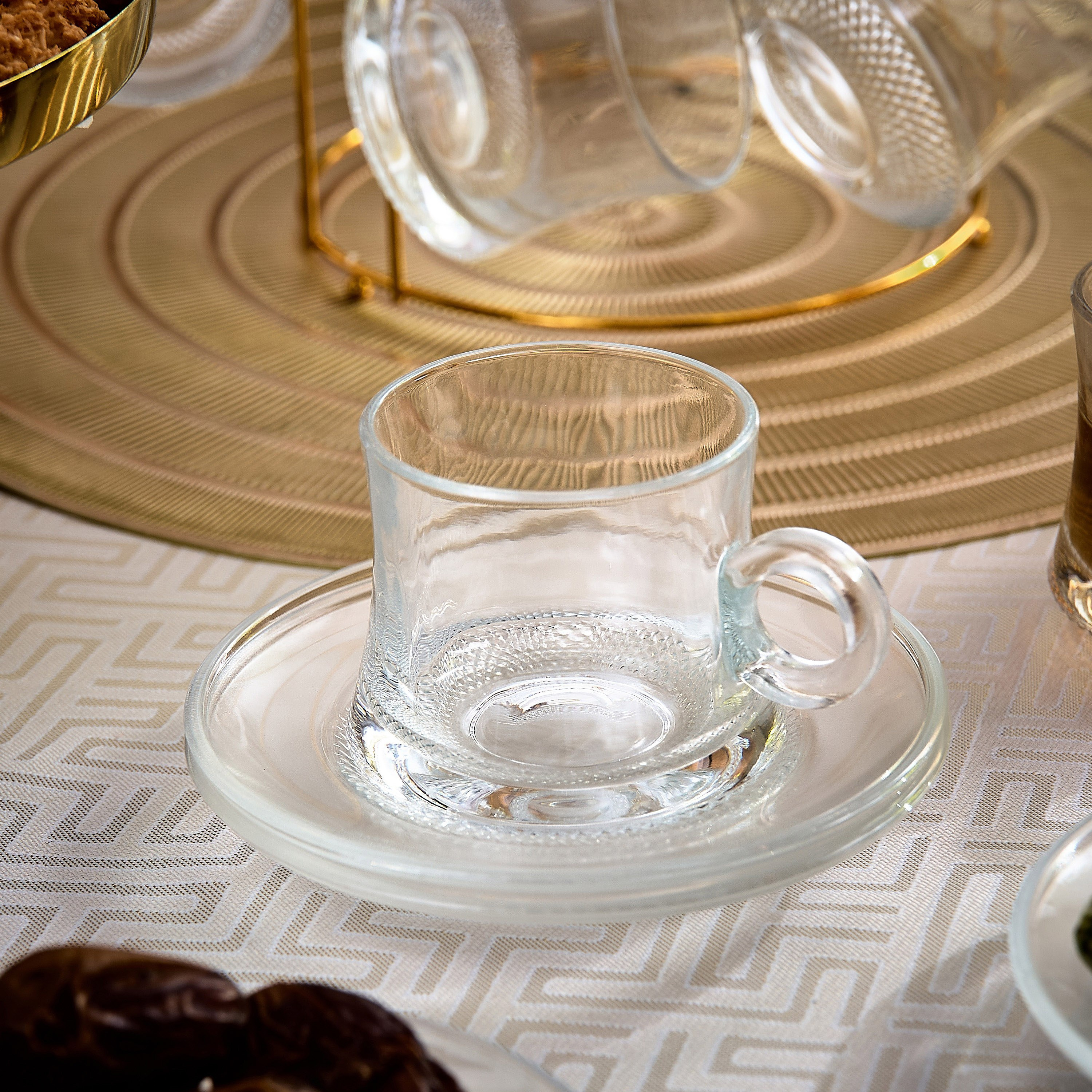 طقم فناجين وصحون قهوة زجاج مع حامل 12 قطعة من أوركيد - 160 مل-hbxhomeware-diningandtabletop-coffeeandteasets-image-3