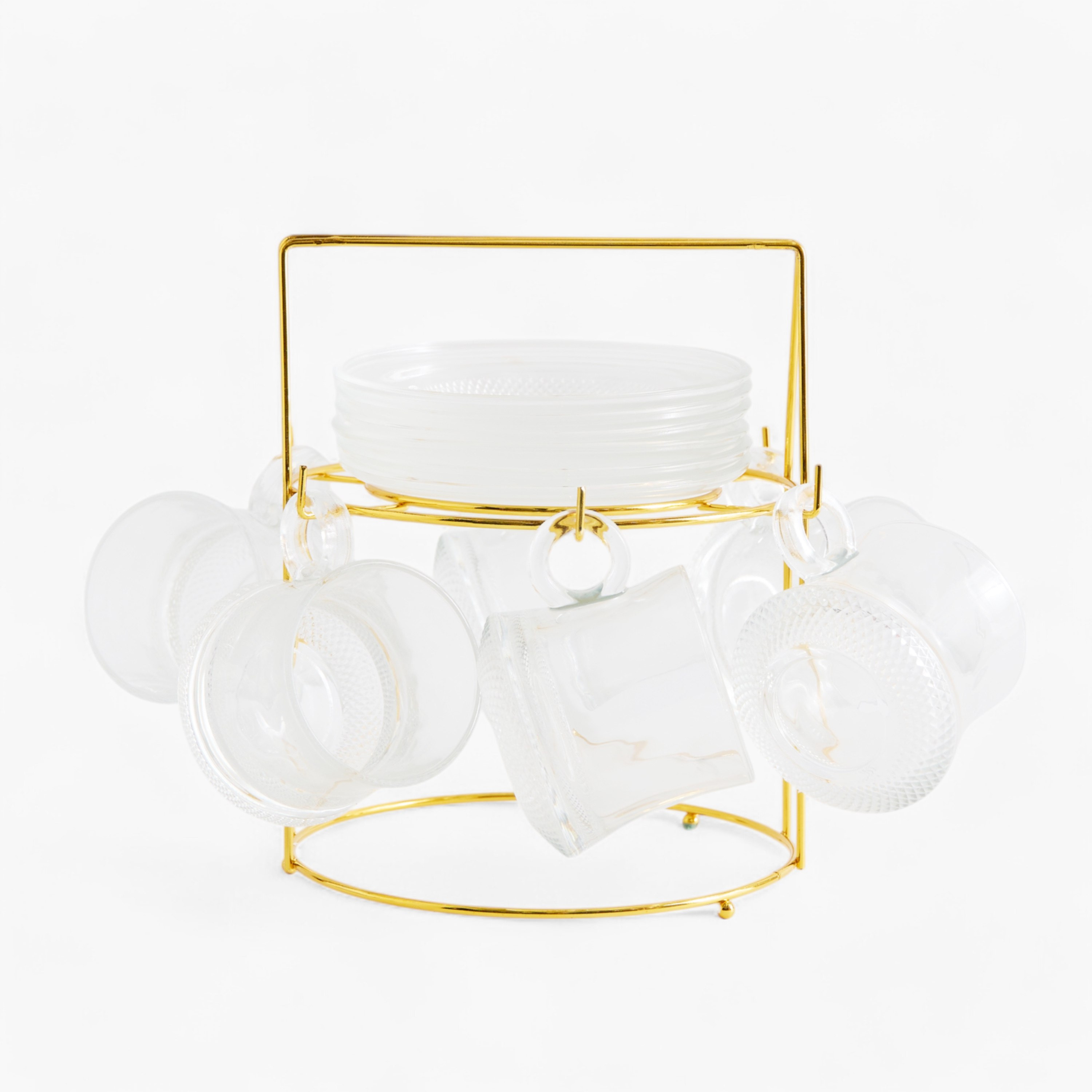 طقم فناجين وصحون قهوة زجاج مع حامل 12 قطعة من أوركيد - 160 مل-hbxhomeware-diningandtabletop-coffeeandteasets-image-6
