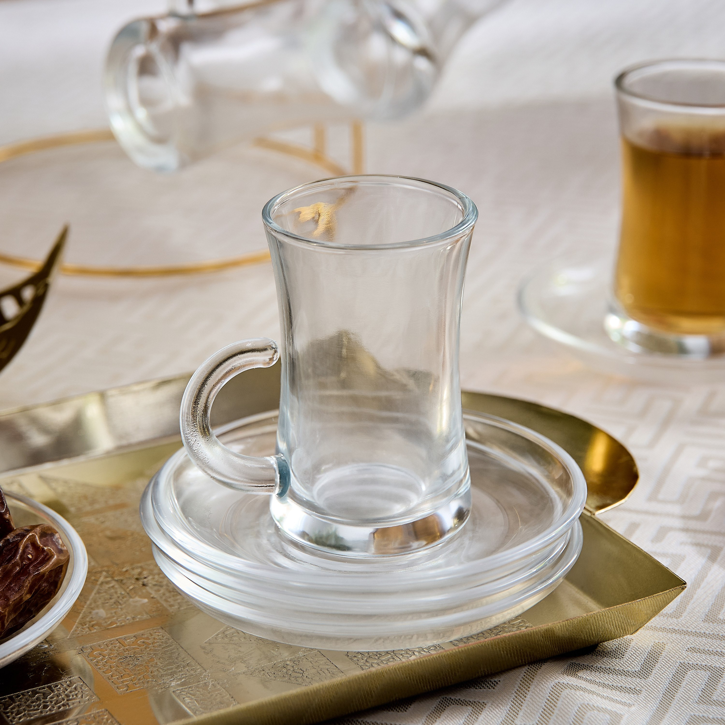 طقم فناجين إستكان زجاج وصحون 12 قطعة من أوركيد - 120 مل-hbxhomeware-diningandtabletop-coffeeandteasets-image-3