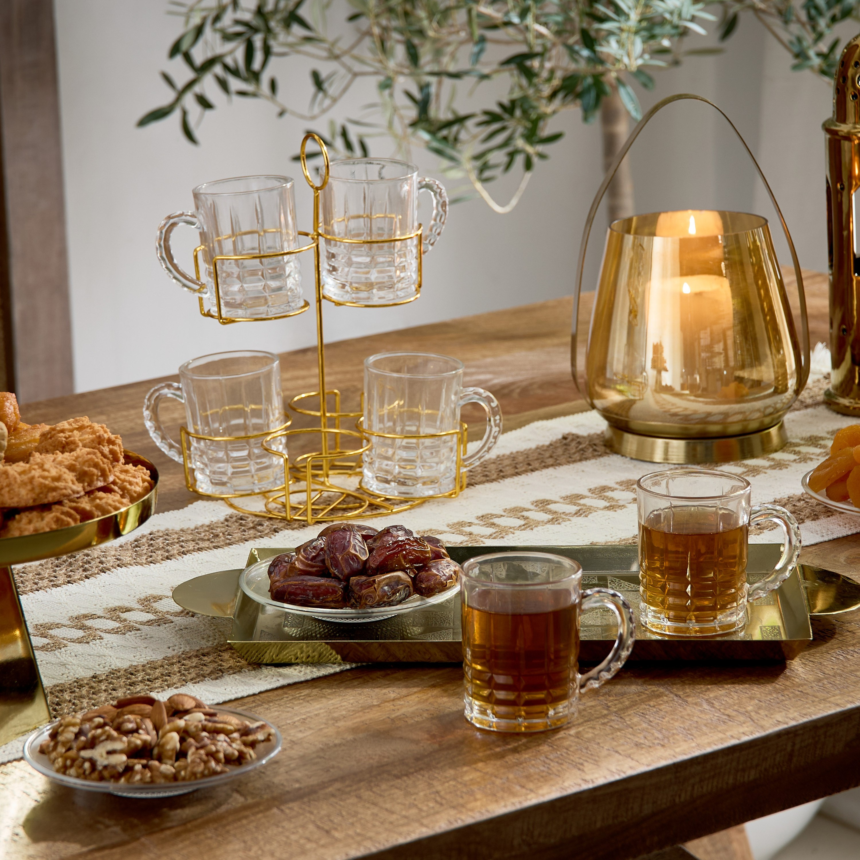 طقم مجّات زجاج 6 قطع مع حامل أوركيد - 200 مل-hbxhomeware-diningandtabletop-coffeeandteasets-image-5