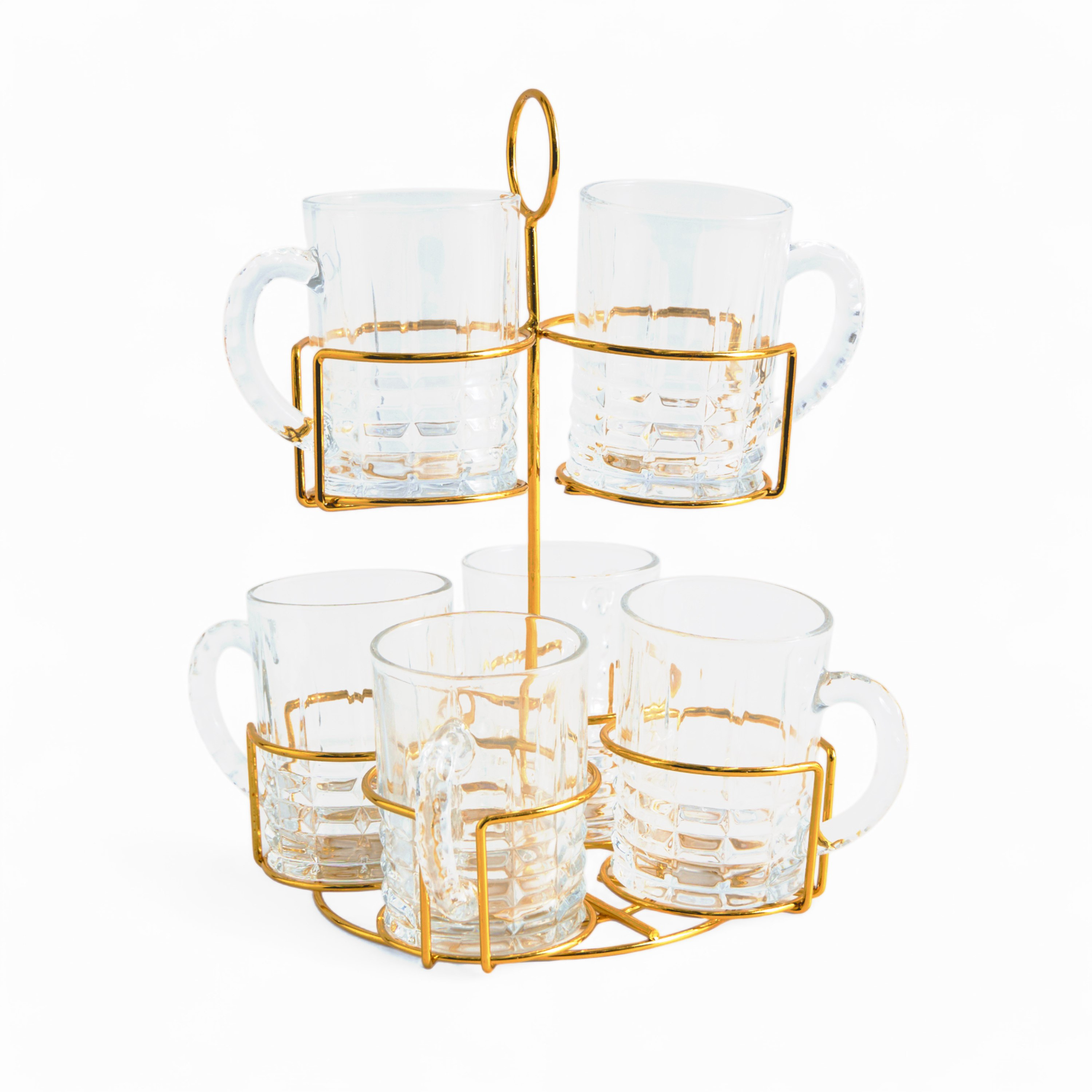 طقم مجّات زجاج 6 قطع مع حامل أوركيد - 200 مل-hbxhomeware-diningandtabletop-coffeeandteasets-image-6
