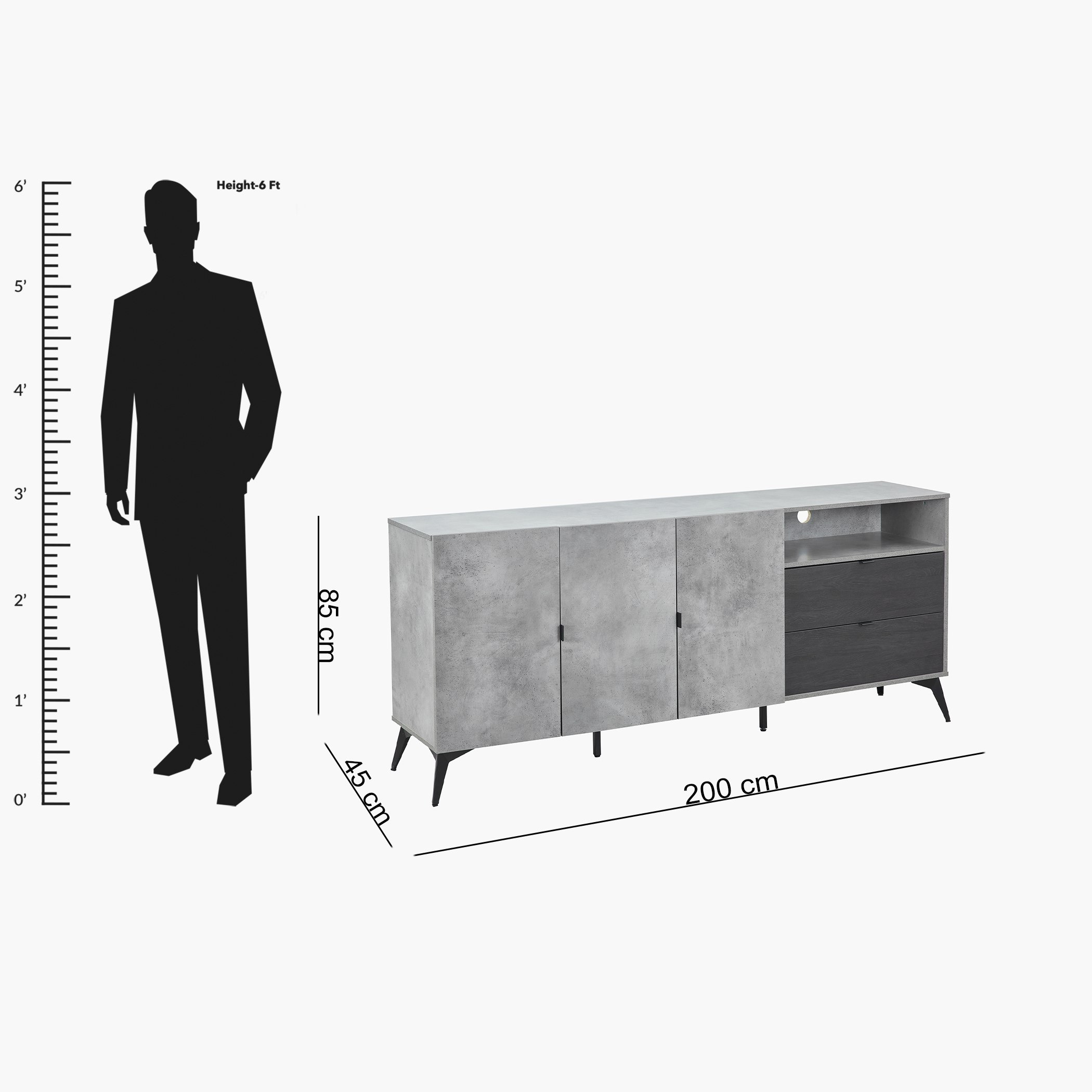 Saligos 3-Door 2-Drawer High TV Unit and Sideboard for TV's upto 82 inches-hbxfurniture-diningroom-buffetsandsideboards-image-9