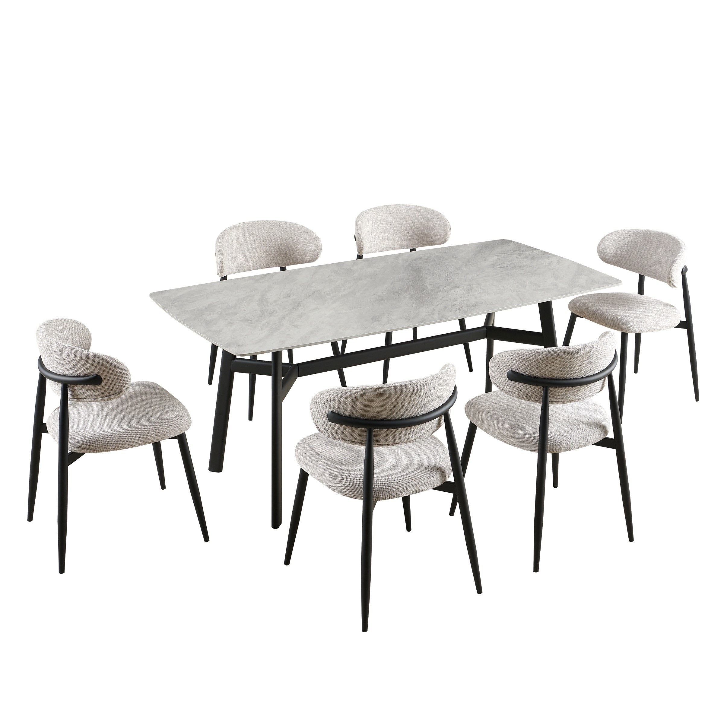 طاولة سفرة من الحجر المبلد لـ6 مقاعد من بيتون-hbxfurniture-diningtablesandsets-diningsets-sixseater-image-19
