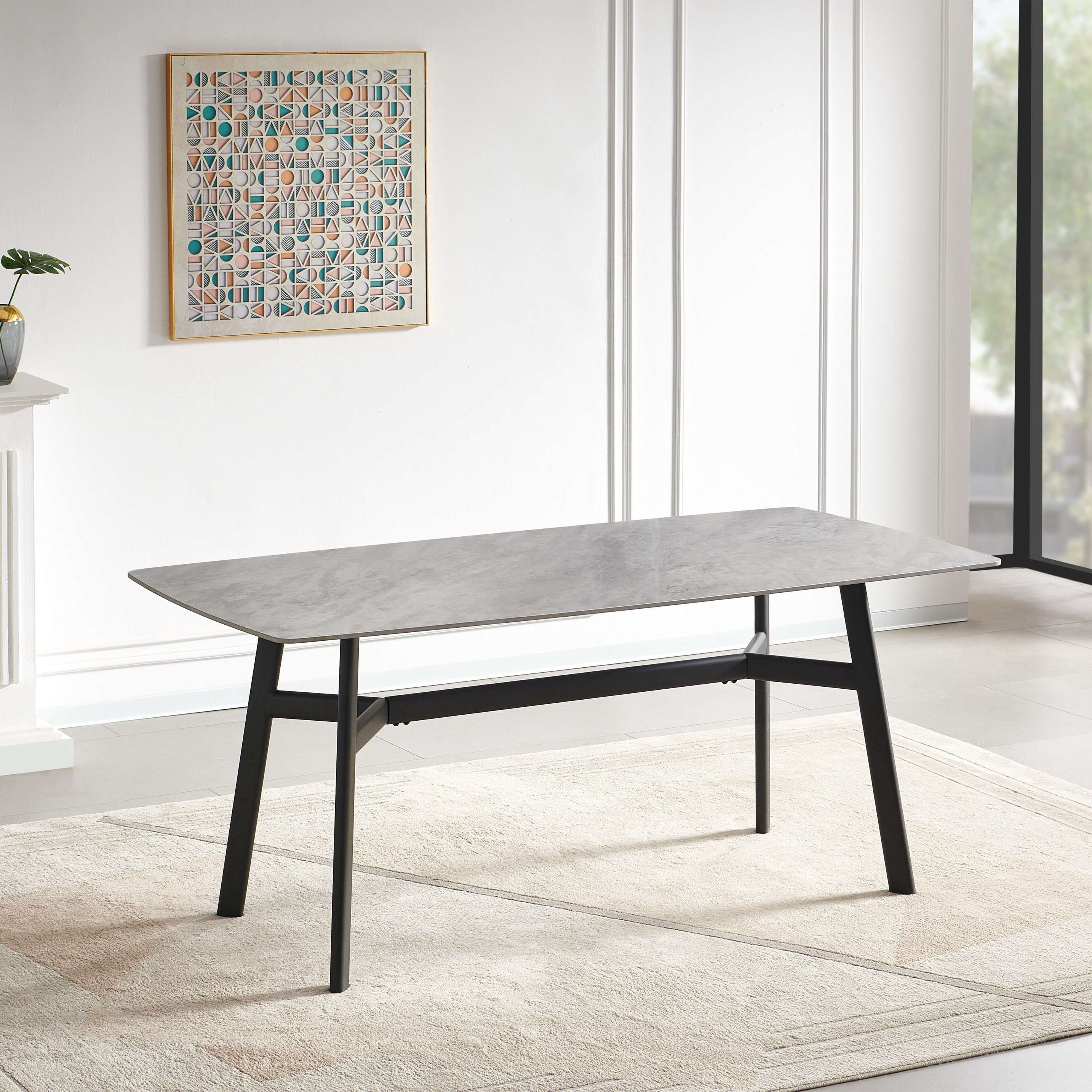 طاولة سفرة من الحجر المبلد لـ6 مقاعد من بيتون-hbxfurniture-diningtablesandsets-diningsets-sixseater-image-2