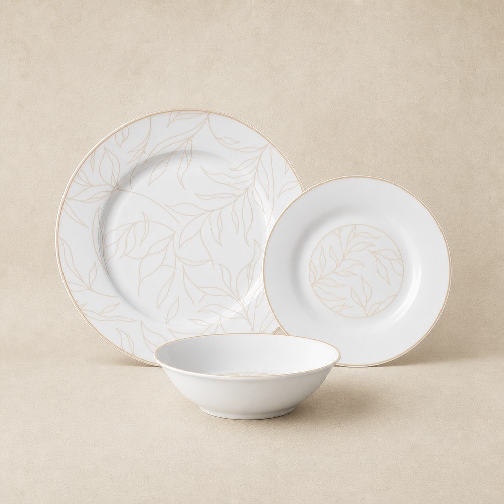 طقم عشاء بورسلان 12 قطعة بتصميم ورق الشجر من بريميا - 4 أفراد-hbxdiningroom-tabletop-dinnersets-image-1