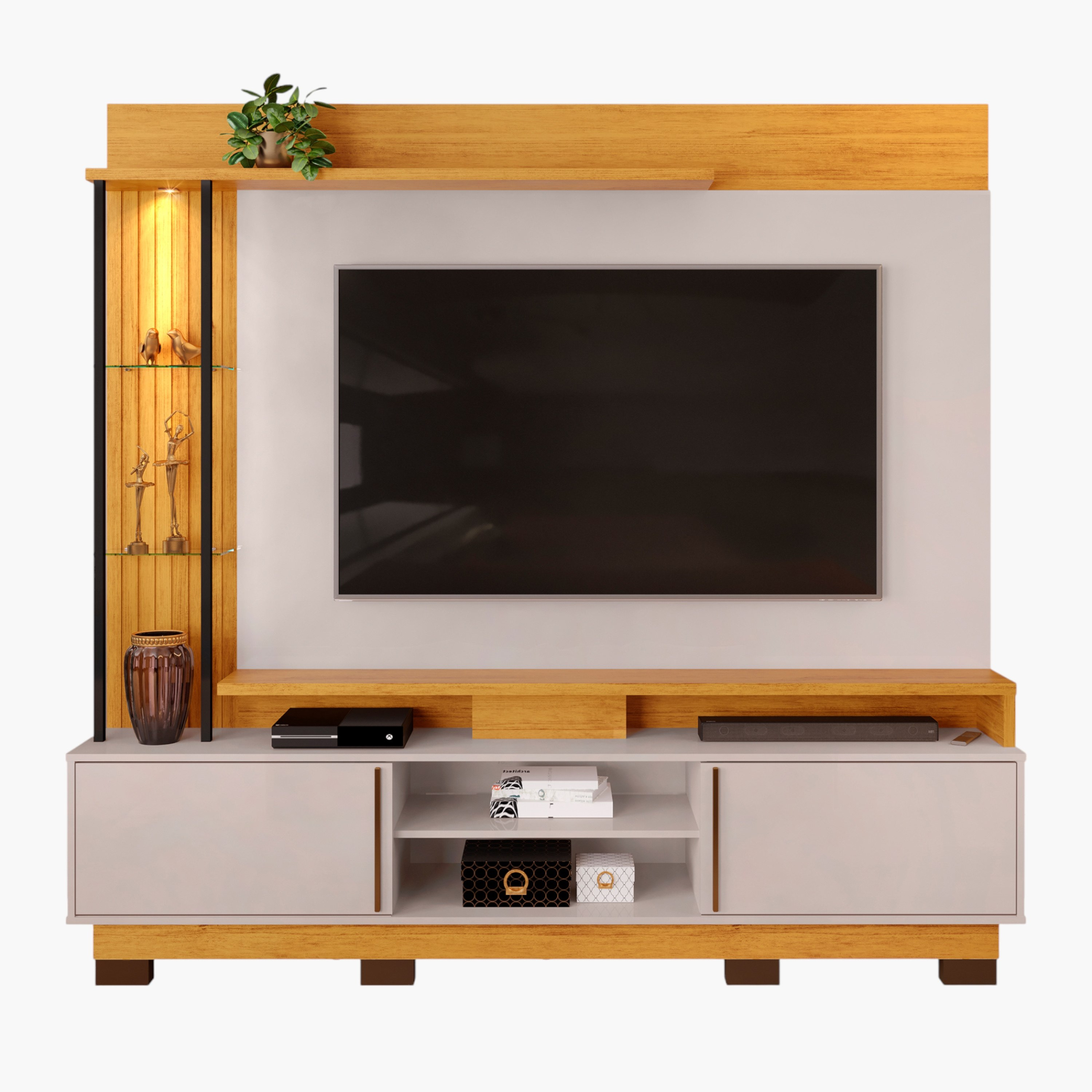 وحدة تلفزيون حائط للأجهزة حتى 70 بوصة مع إضاءة إل إي دي من مارتن-hbxlivingroom-mediaunitsandstorage-wallunits-image-1