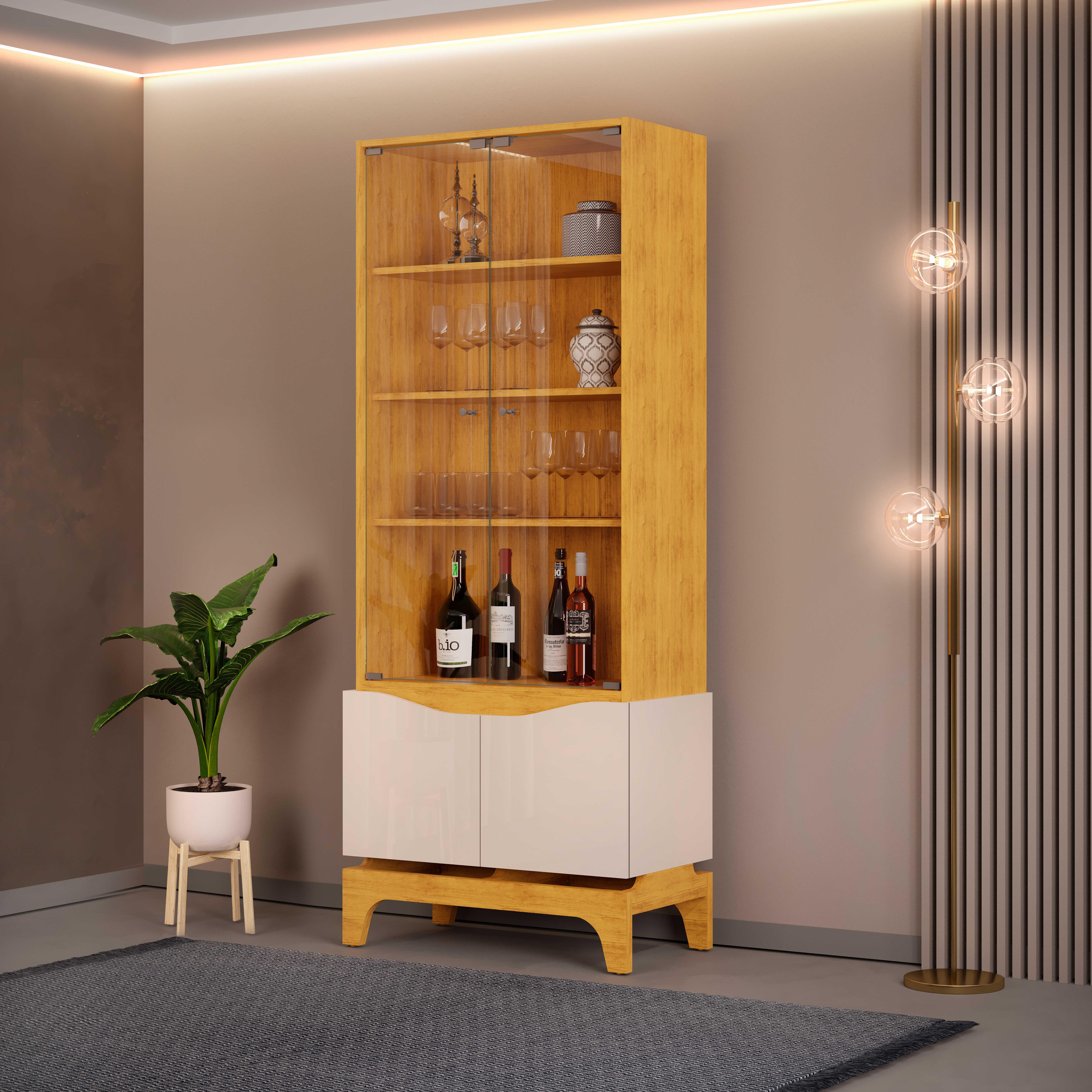 Nemo 4-Door Glass Curio Cabinet-hbxfurniture-diningroom-barcountersandbarstools-image-1