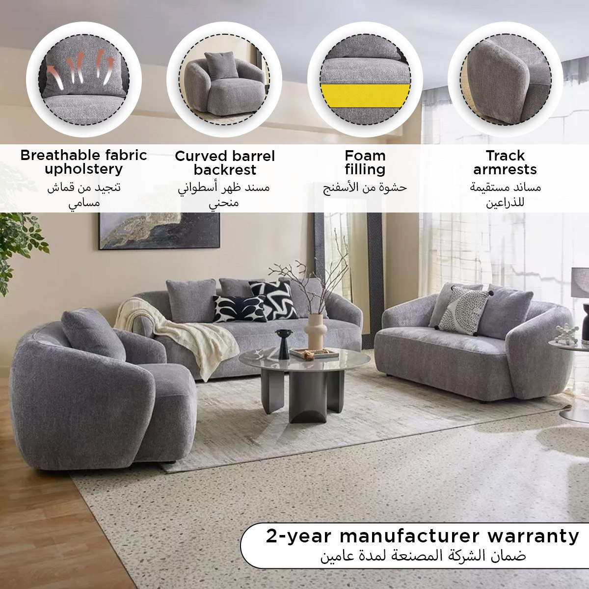 Eduin Fabric Armchair Sofa with Cushion-hbxlivingroom-sofasandarmchairs-sofas-image-11