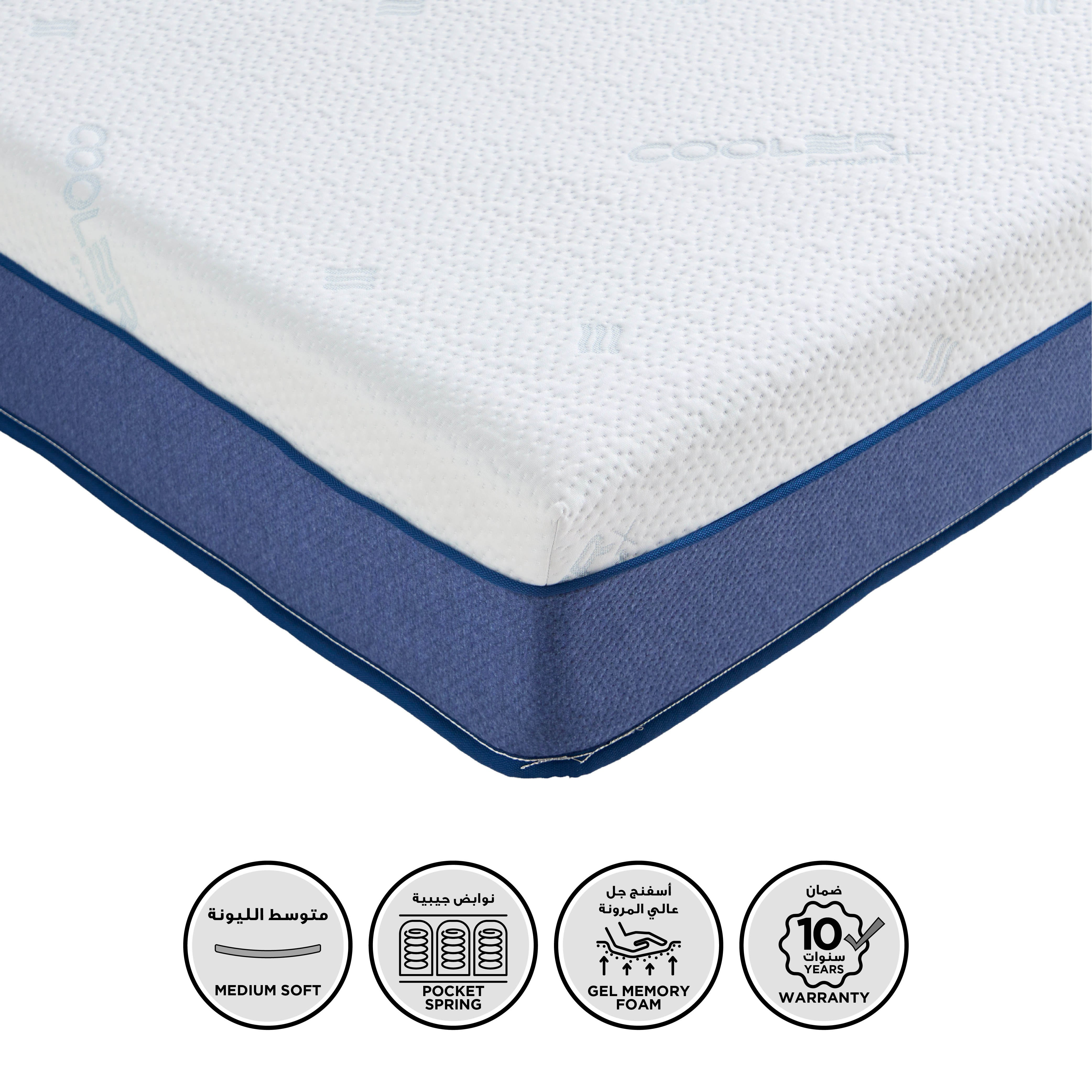iSleepLuxe iCooltex Cool Gel Pro Visco Memory Foam Pocket Spring Mattress - 200x200x25 cm-hbxfurniture-mattresses-superking-image-1