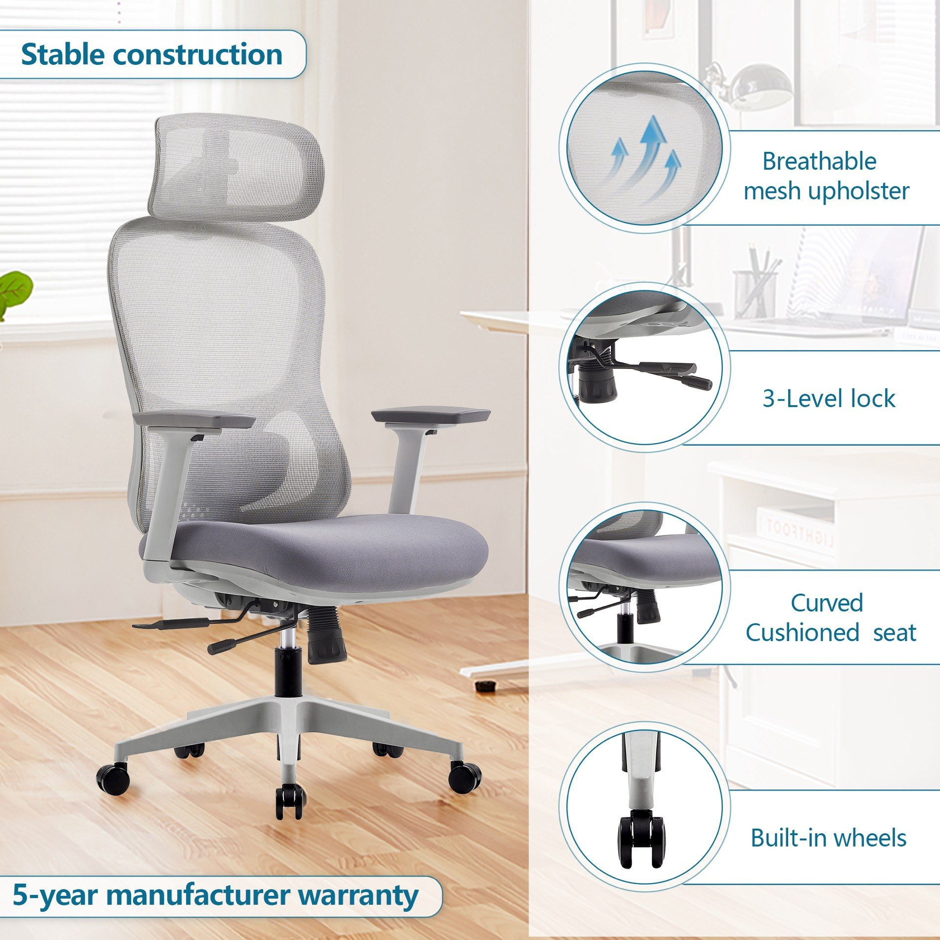 Tesser High Back Office Chair with Sliding Seat and 3D Armrest-hbxfurniture-office-chairs-image-15