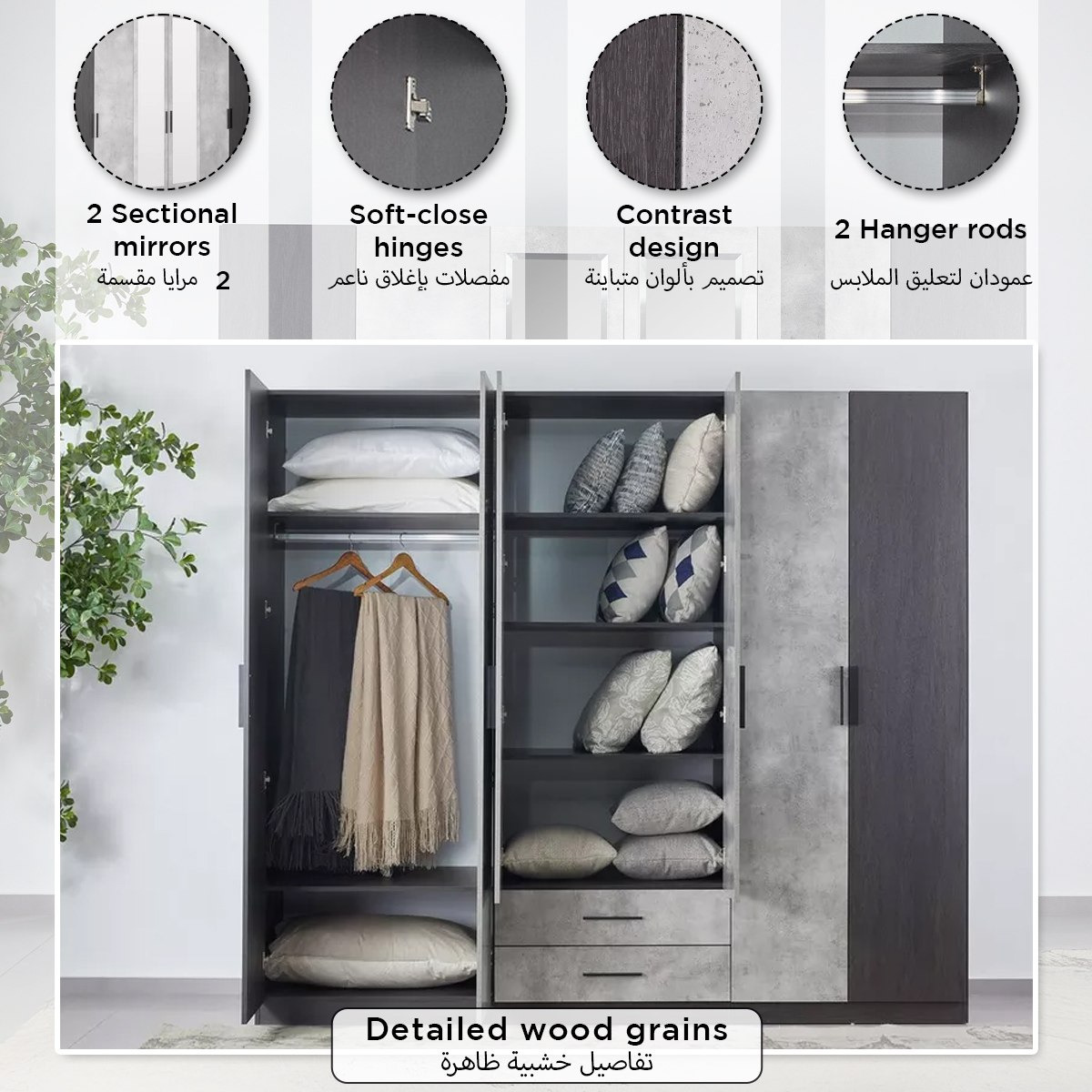 Scott 6-Door Wardrobe with Drawers and Mirror-hbxfurniture-wardrobes-image-10
