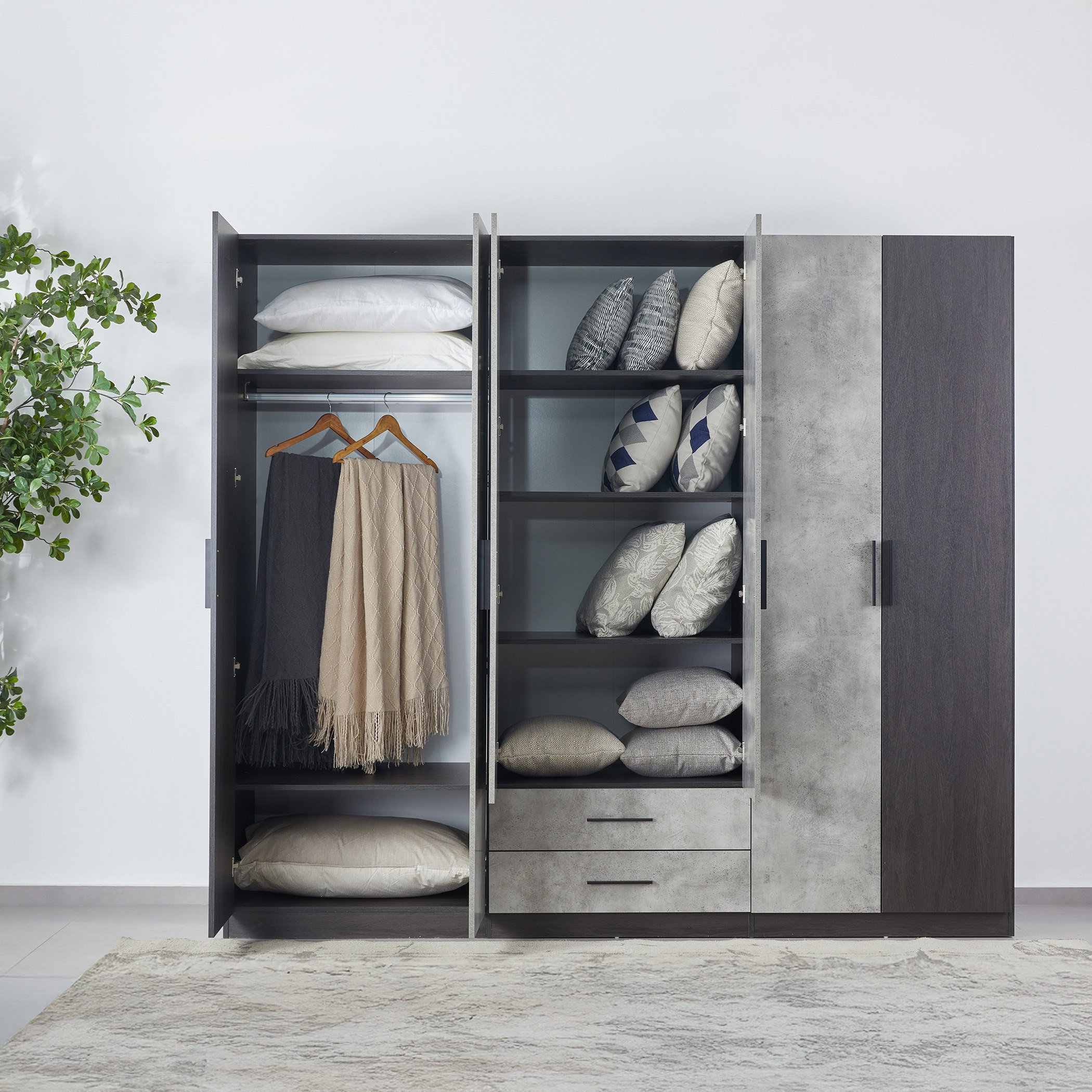 Scott 6-Door Wardrobe with Drawers and Mirror-hbxfurniture-wardrobes-image-6