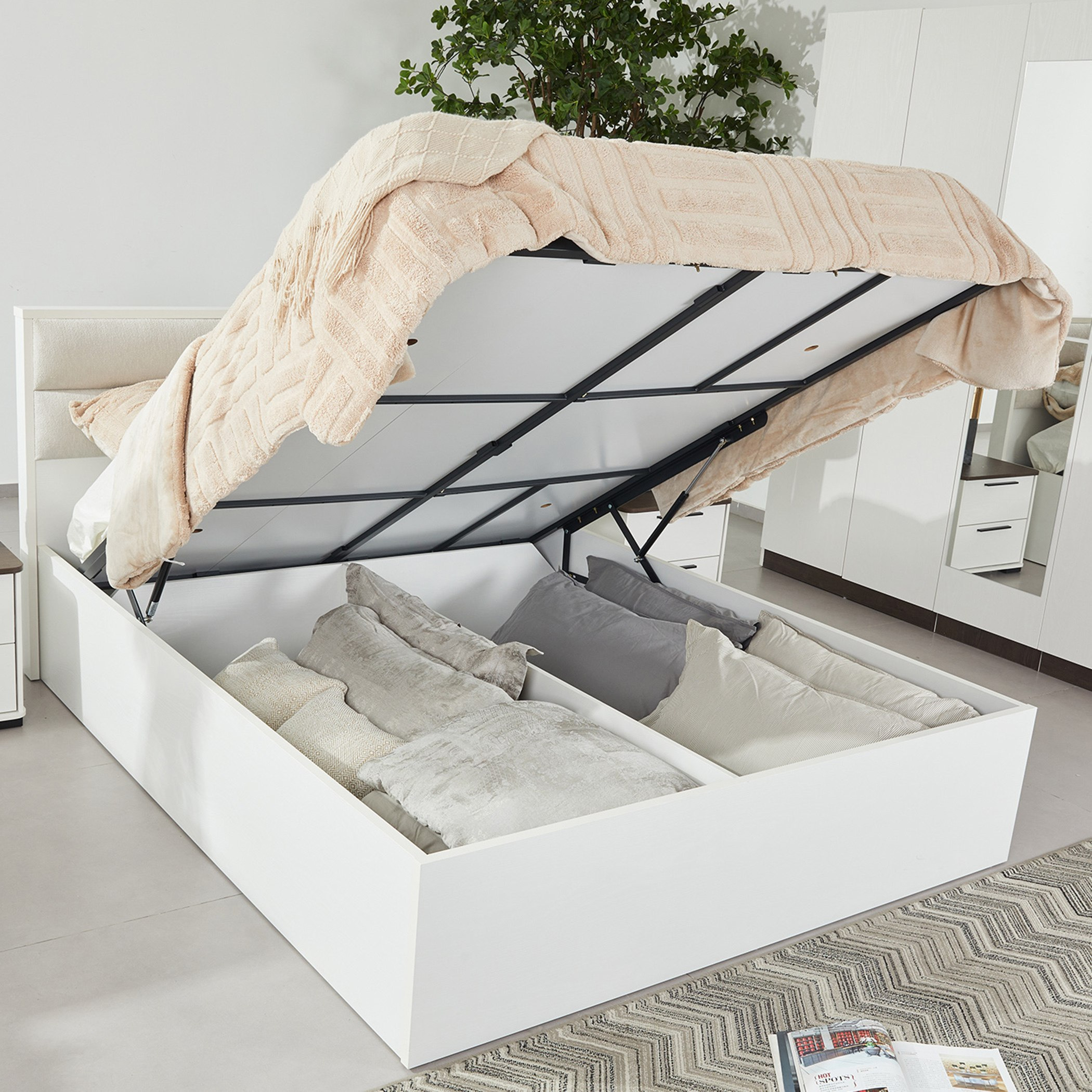 Luce 6-Piece Hydraulic Storage Queen Bedroom Set - 160x200 cm-hbxbedroom-bedsandbedsets-beds-queen-image-5