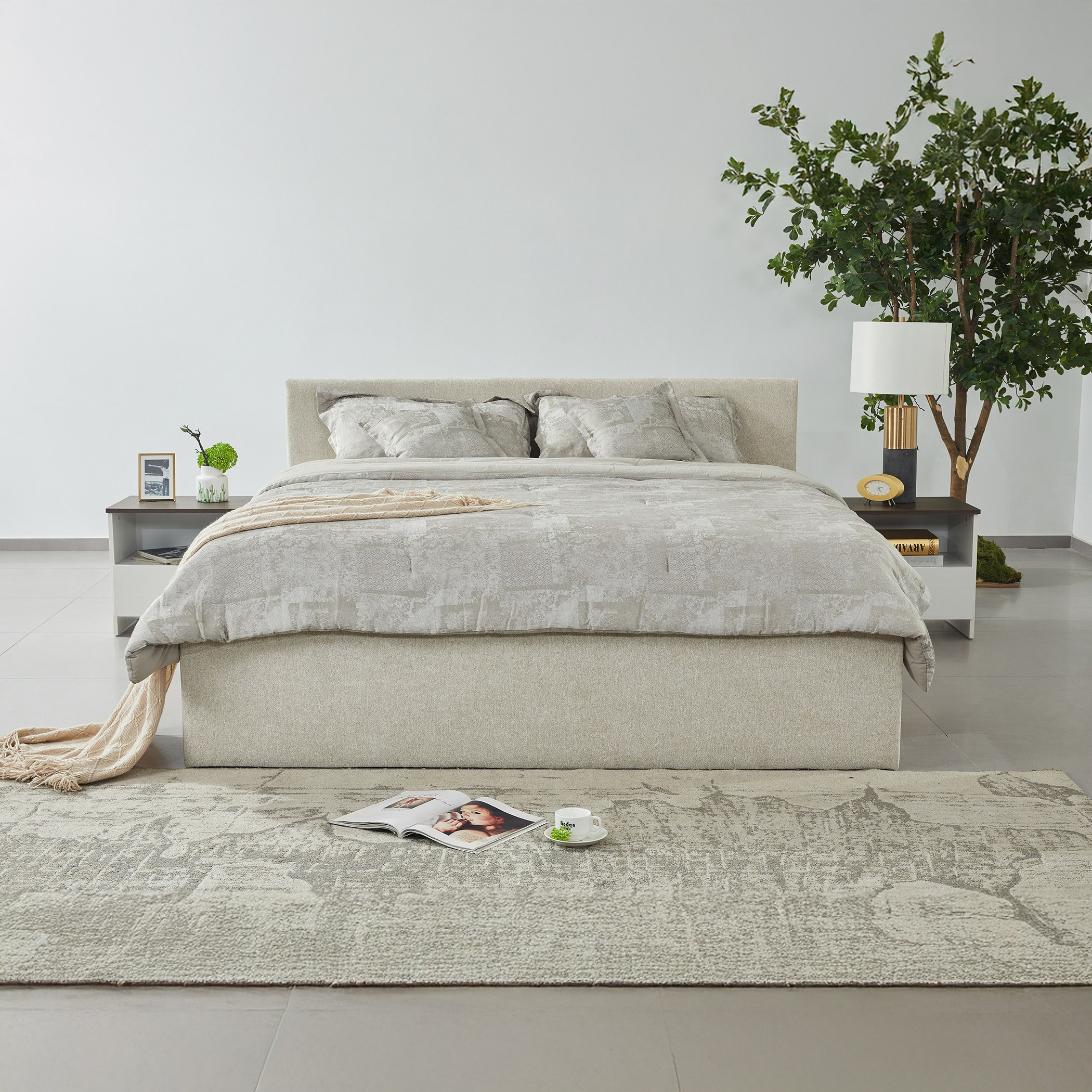 Frankfurt Upholstered Hydraulic Storage King Bed - 180x200 cm-hbxfurniture-bedsandbedsets-beds-king-image-1