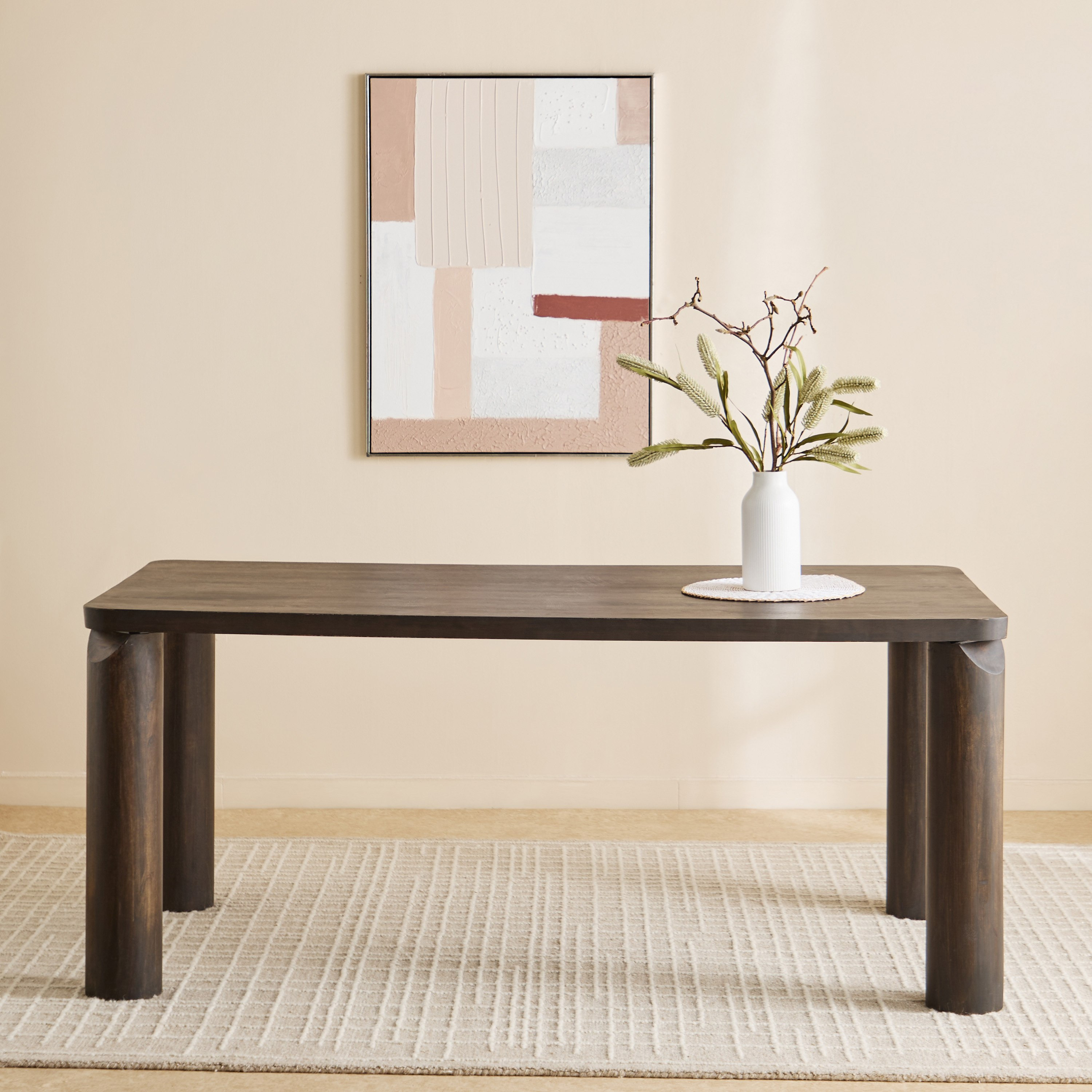 Cavon Pillar 6-Seater Solid Wood Dining Table-hbxdiningroom-diningtablesandsets-diningtables-sixseater-image-2