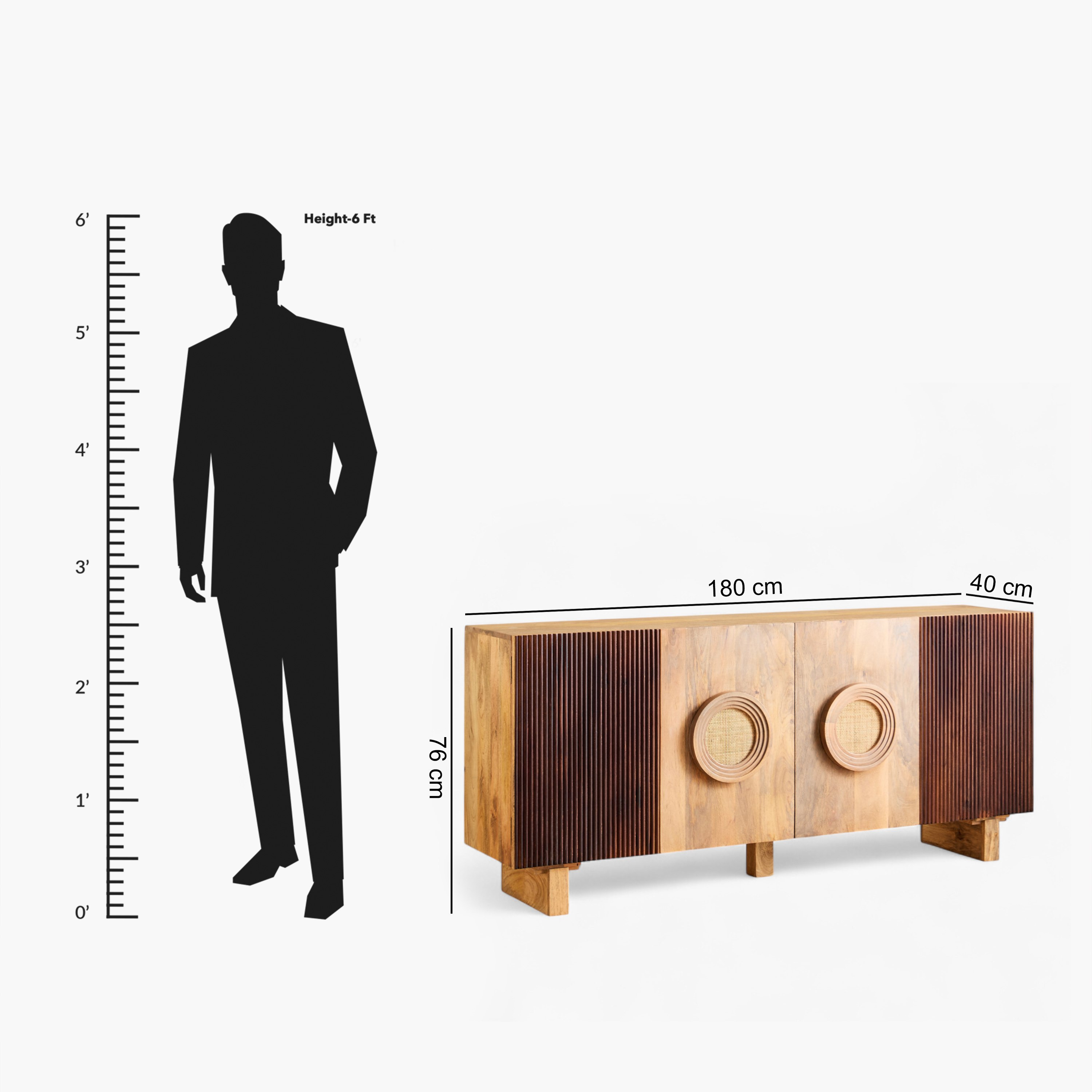 Cavon Fluted Solid Wood 4-Door Sideboard with Rattan-hbxfurniture-diningroom-buffetsandsideboards-image-10