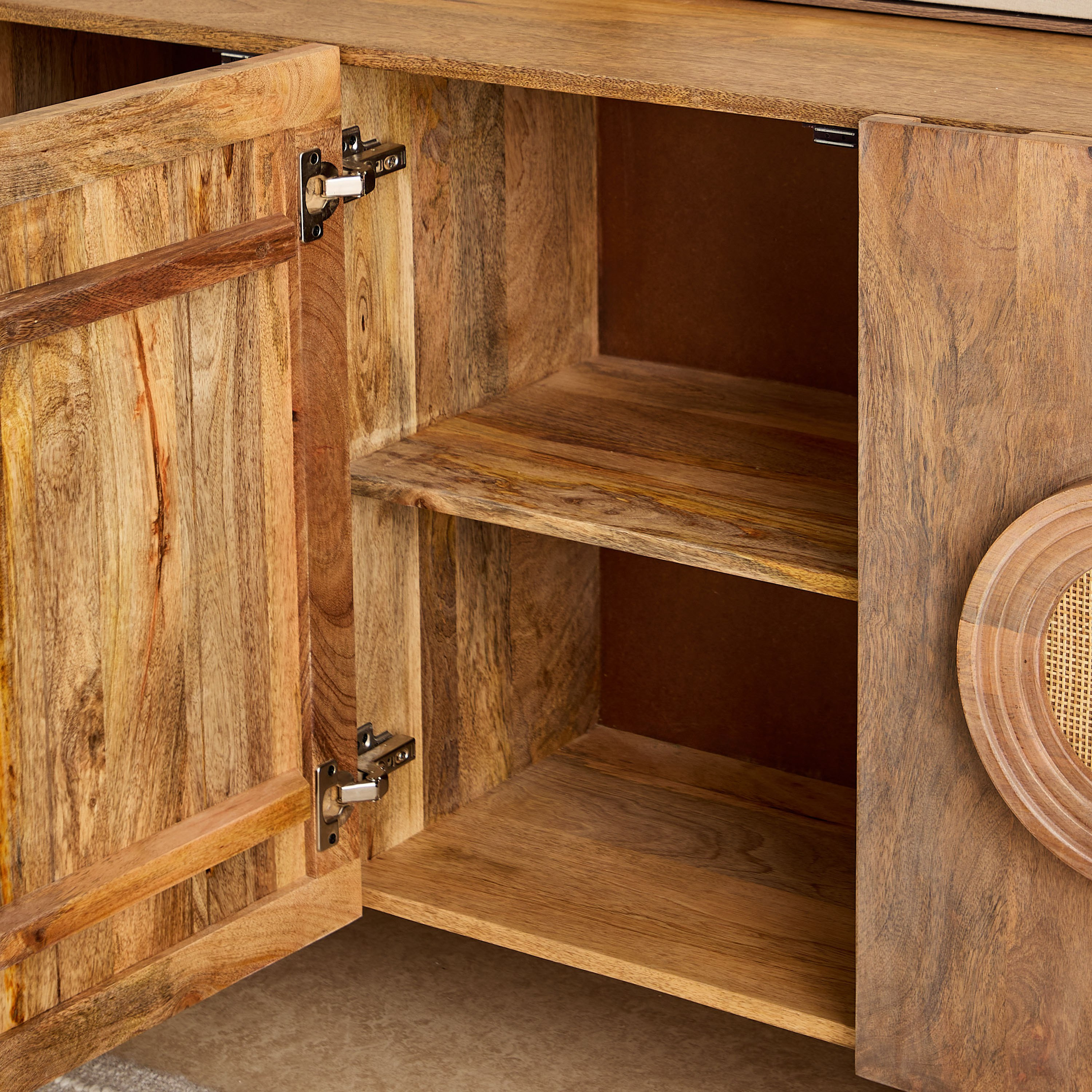 Cavon Fluted Solid Wood 4-Door Sideboard with Rattan-hbxfurniture-diningroom-buffetsandsideboards-image-5