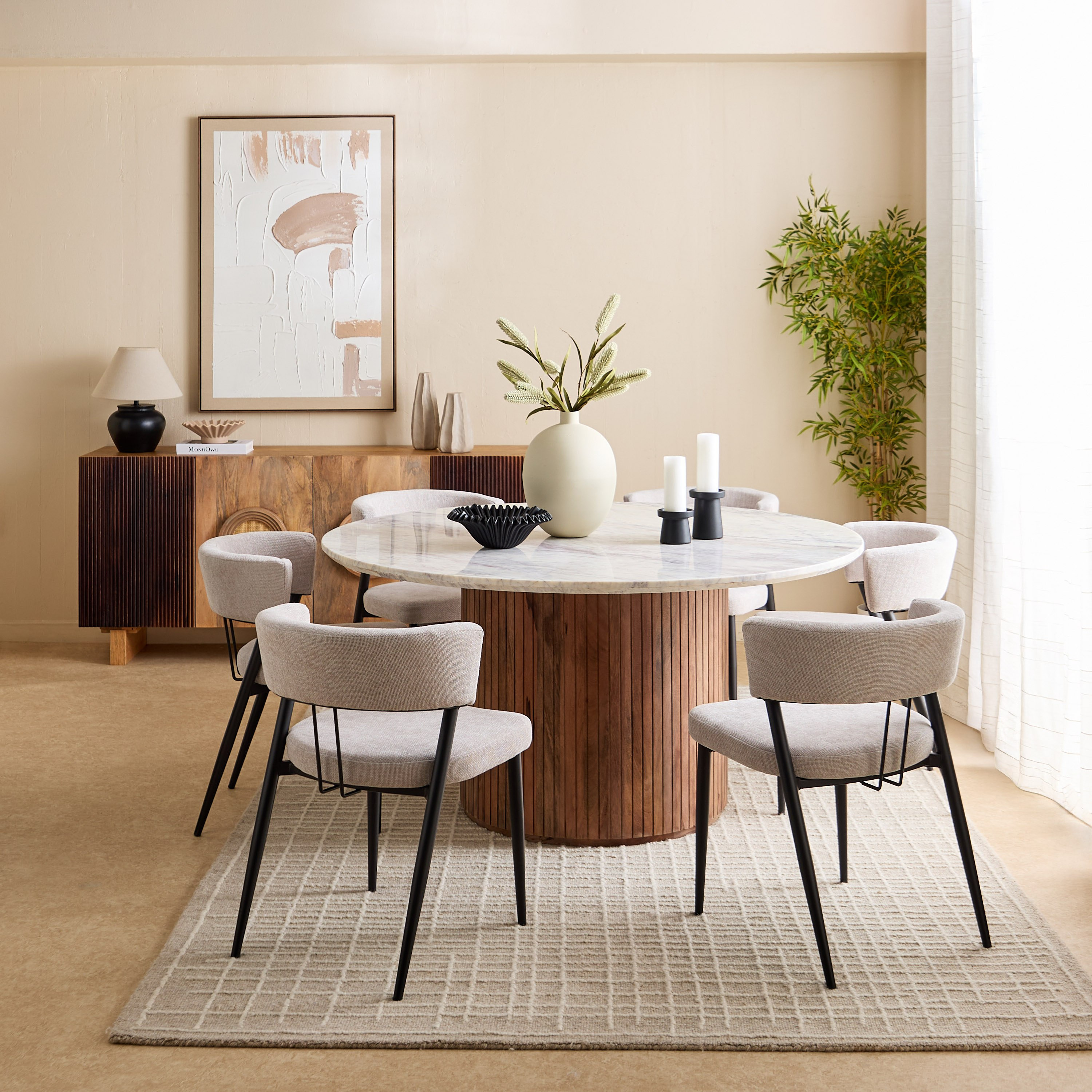 Cavon Fluted Solid Wood 4-Door Sideboard with Rattan-hbxfurniture-diningroom-buffetsandsideboards-image-9