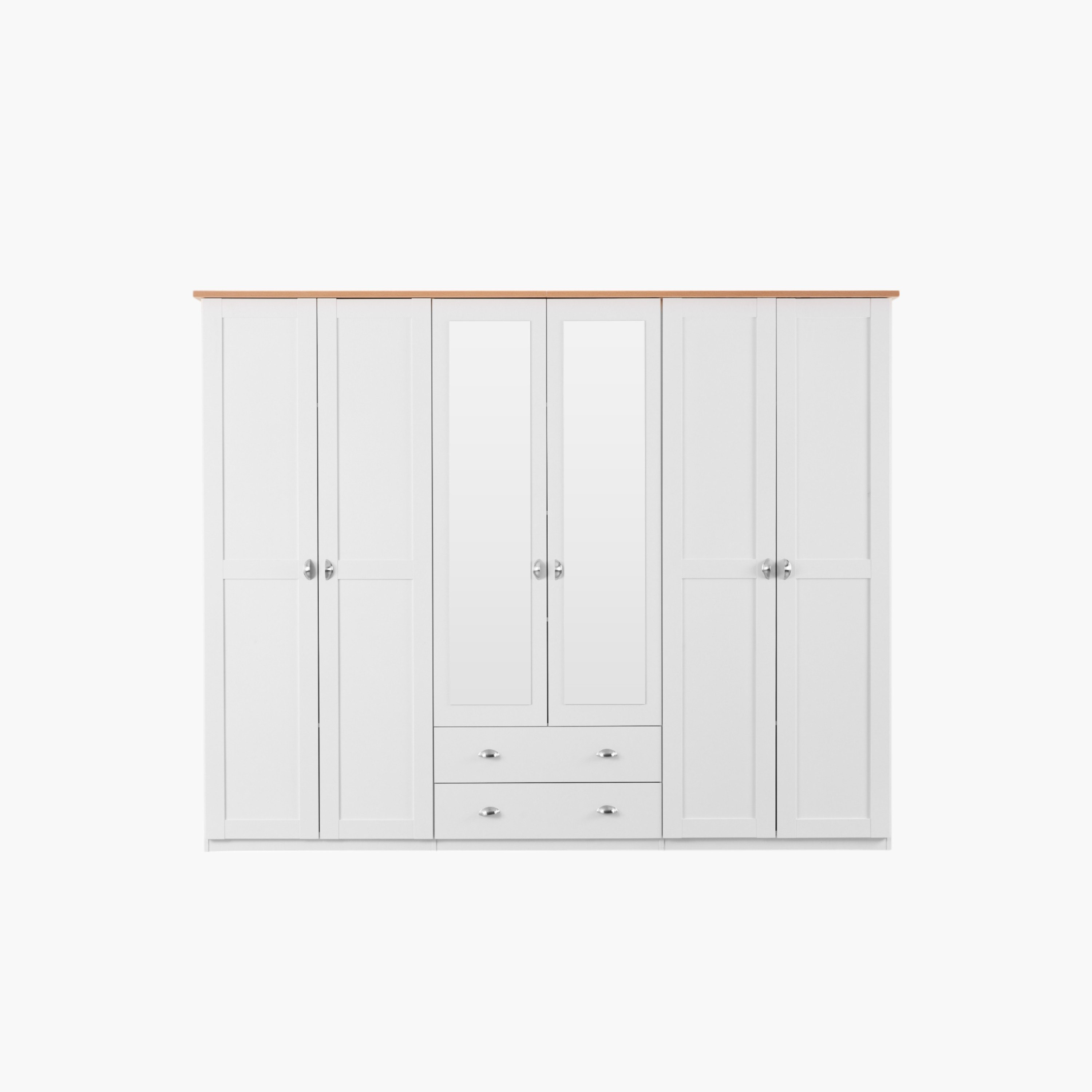 Hampton NXT 6-Door Wardrobe with 2-Drawers and Mirror-hbxfurniture-wardrobes-image-2