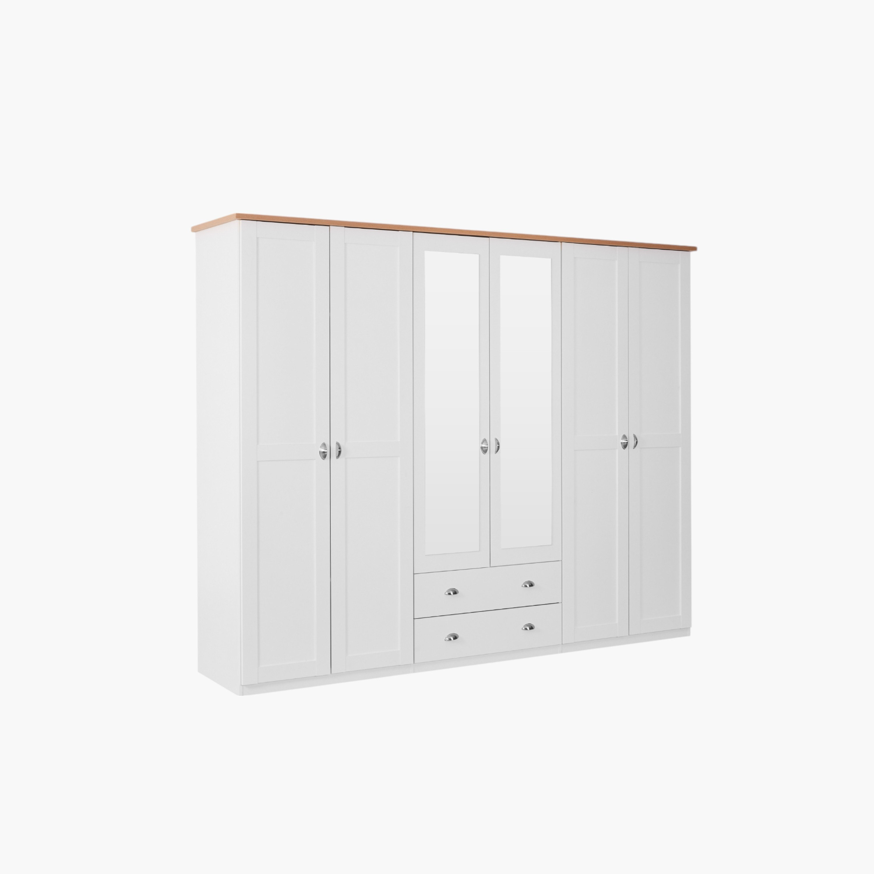 Hampton NXT 6-Door Wardrobe with 2-Drawers and Mirror-hbxfurniture-wardrobes-image-3