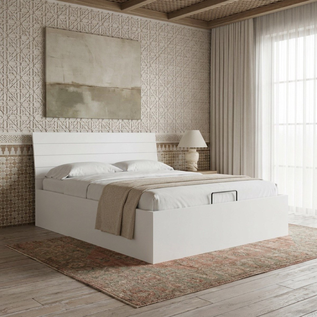 Frankfurt Queen Hydraulic Storage Bed - 160x200 cm-hbxbedroom-bedsandbedsets-beds-queen-image-1