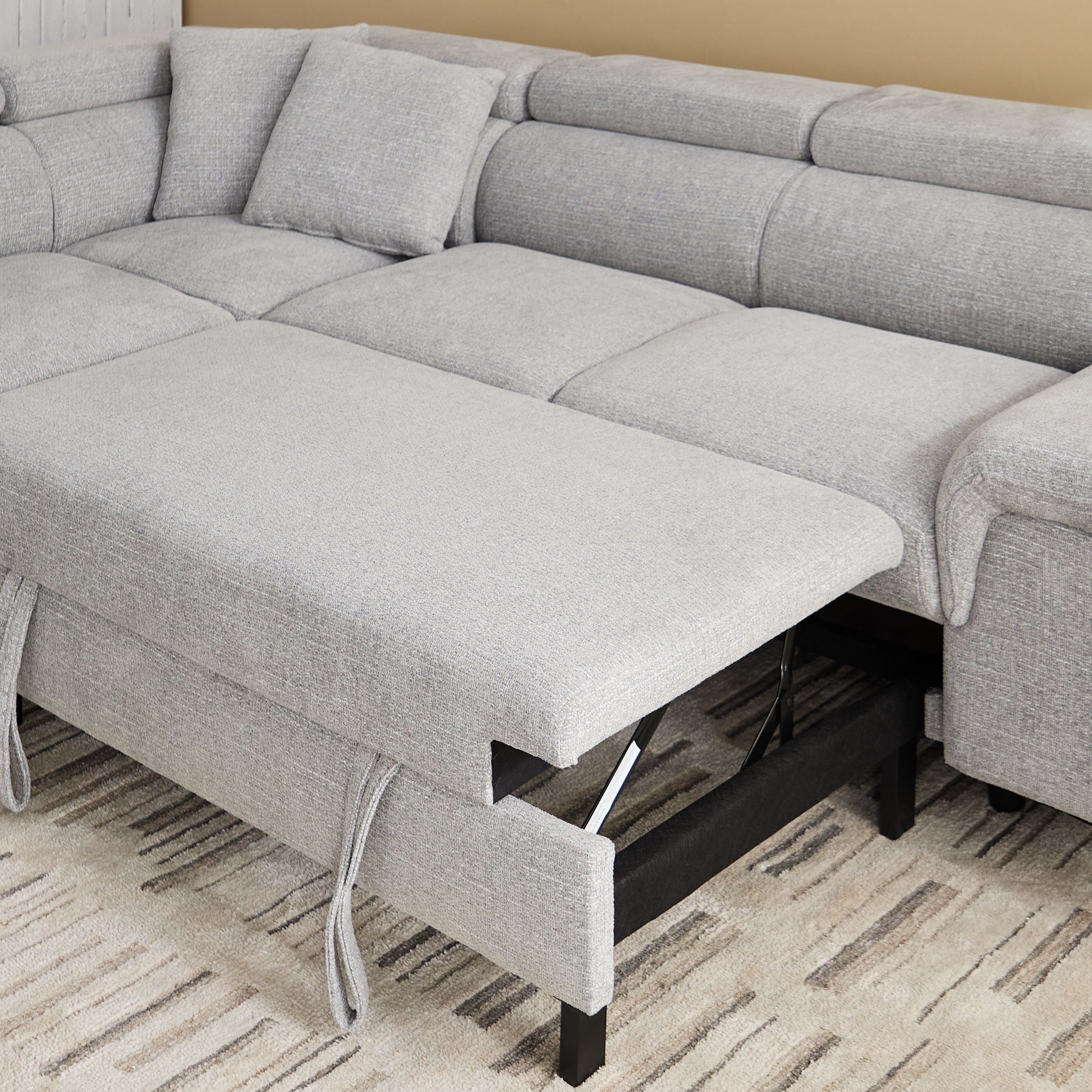 كنبة سرير ركنية يسار 5 مقاعد قماش ووسادتين ومقعد بوحدة تخزين - بافيا-hbxfurniture-sofasandarmchairs-sofabeds-image-12