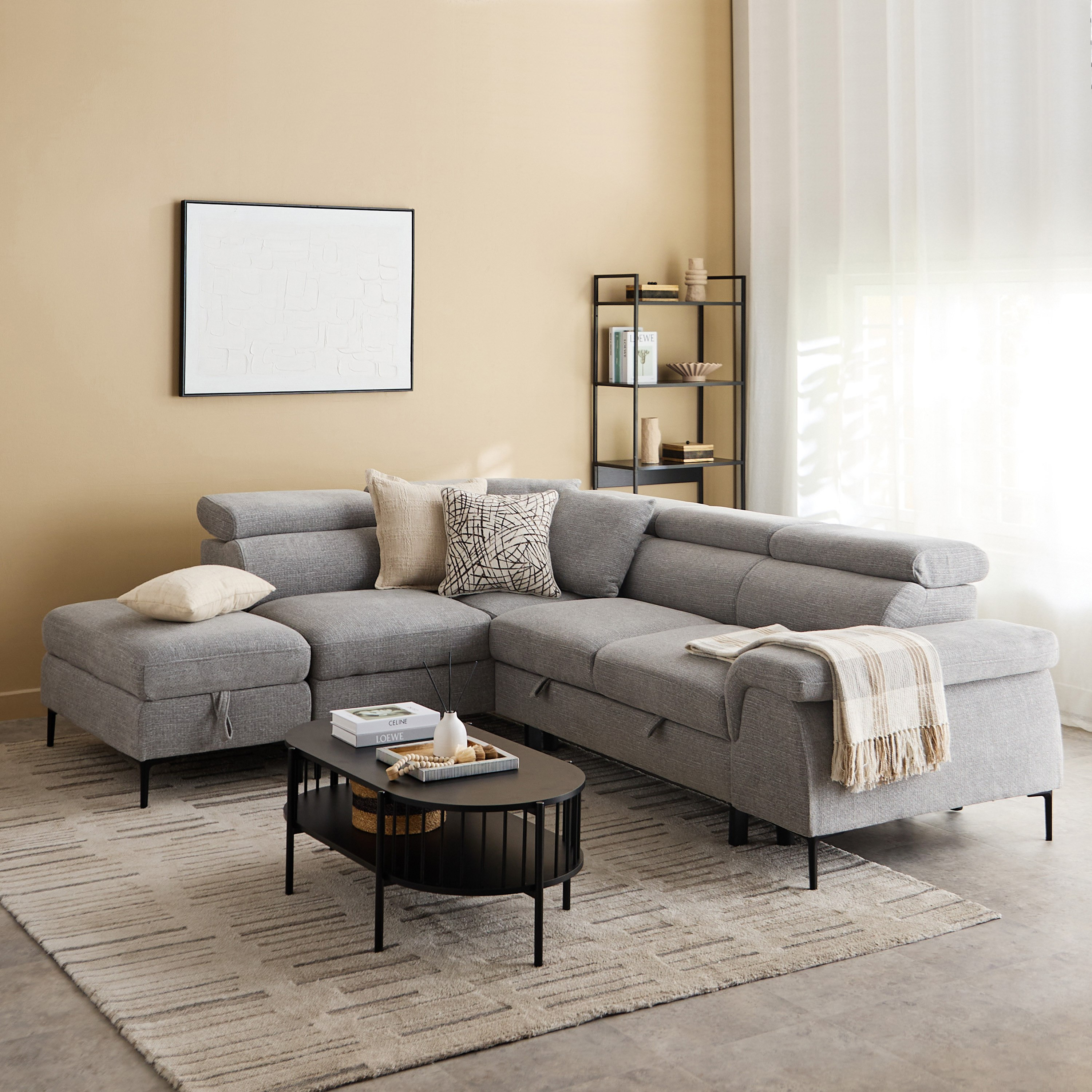 كنبة سرير ركنية يسار 5 مقاعد قماش ووسادتين ومقعد بوحدة تخزين - بافيا-hbxfurniture-sofasandarmchairs-sofabeds-image-18