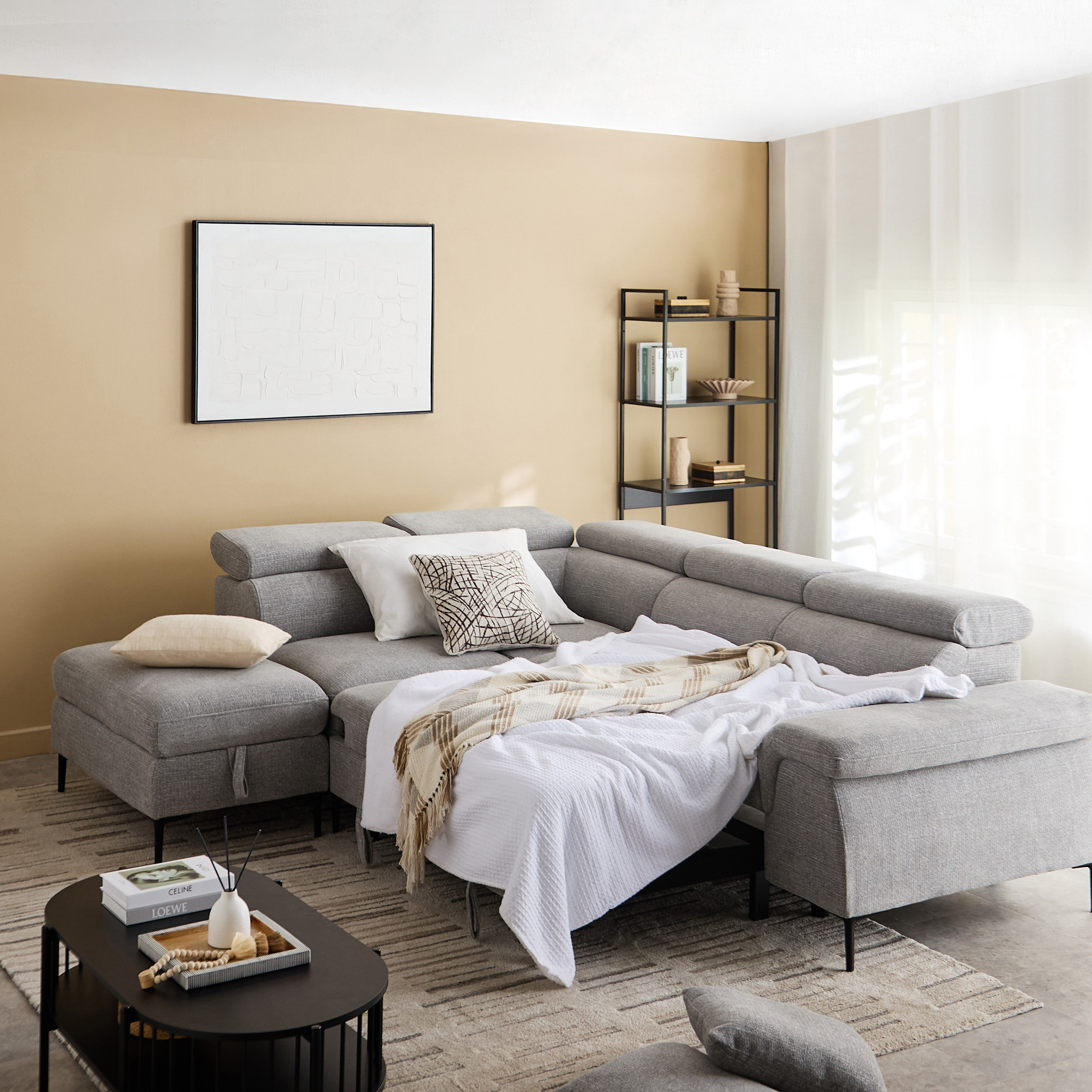 كنبة سرير ركنية يسار 5 مقاعد قماش ووسادتين ومقعد بوحدة تخزين - بافيا-hbxfurniture-sofasandarmchairs-sofabeds-image-19