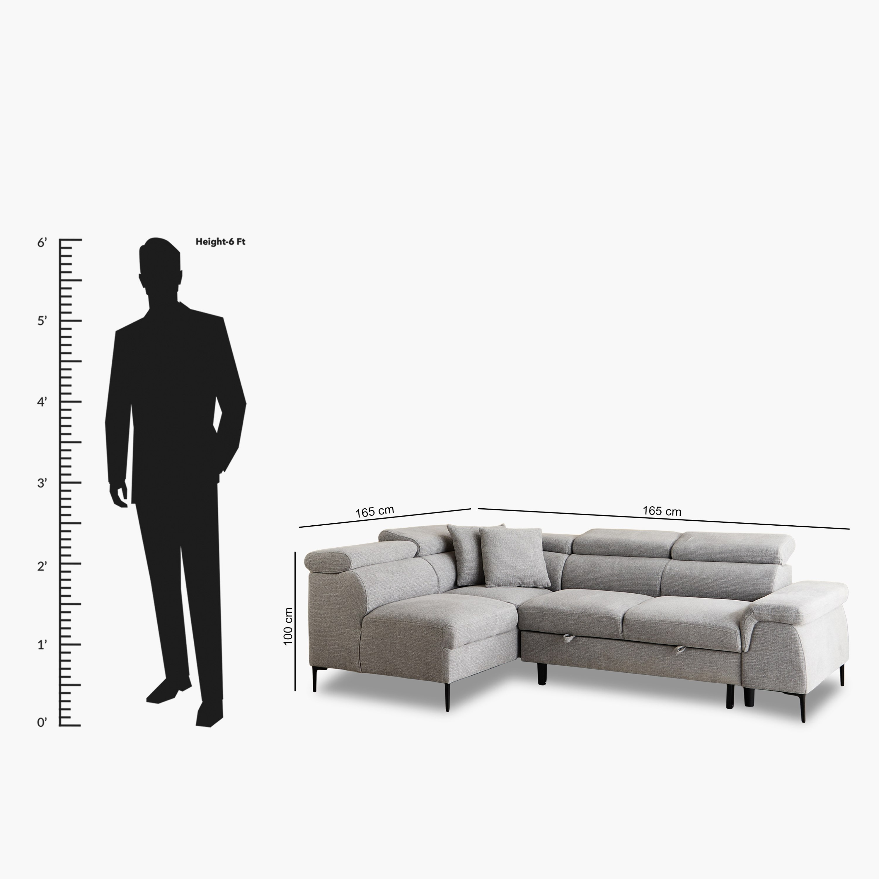 كنبة سرير ركنية يسار 5 مقاعد قماش ووسادتين ومقعد بوحدة تخزين - بافيا-hbxfurniture-sofasandarmchairs-sofabeds-image-22