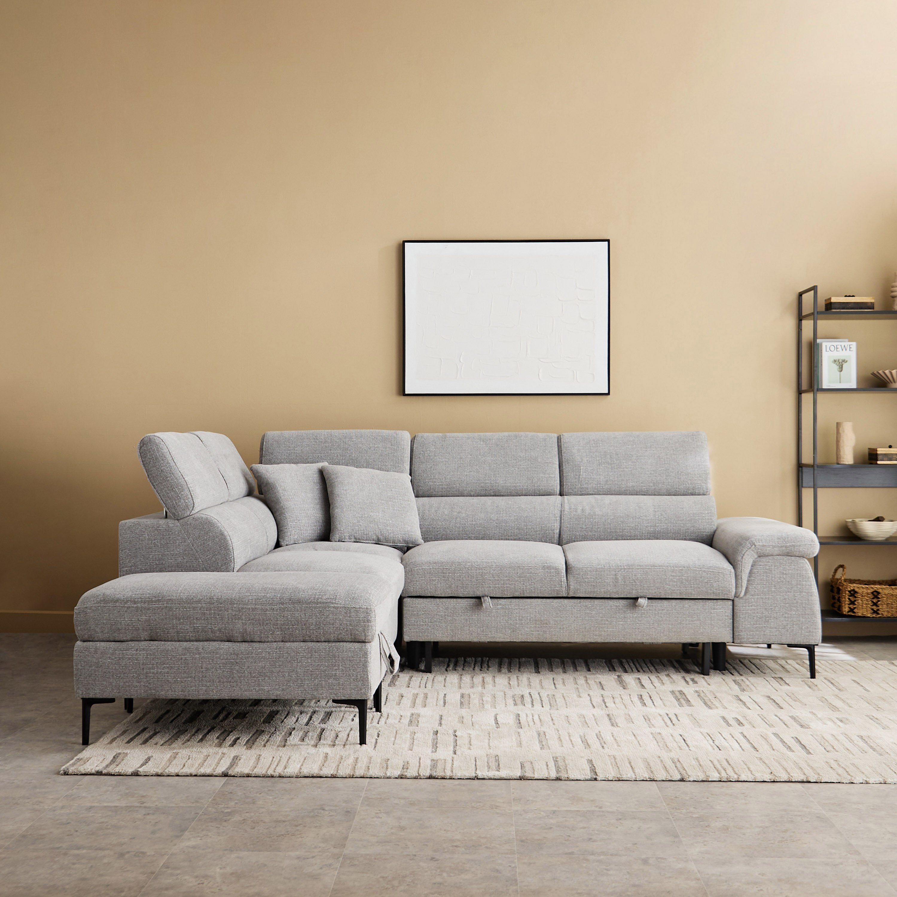 كنبة سرير ركنية يسار 5 مقاعد قماش ووسادتين ومقعد بوحدة تخزين - بافيا-hbxfurniture-sofasandarmchairs-sofabeds-image-3