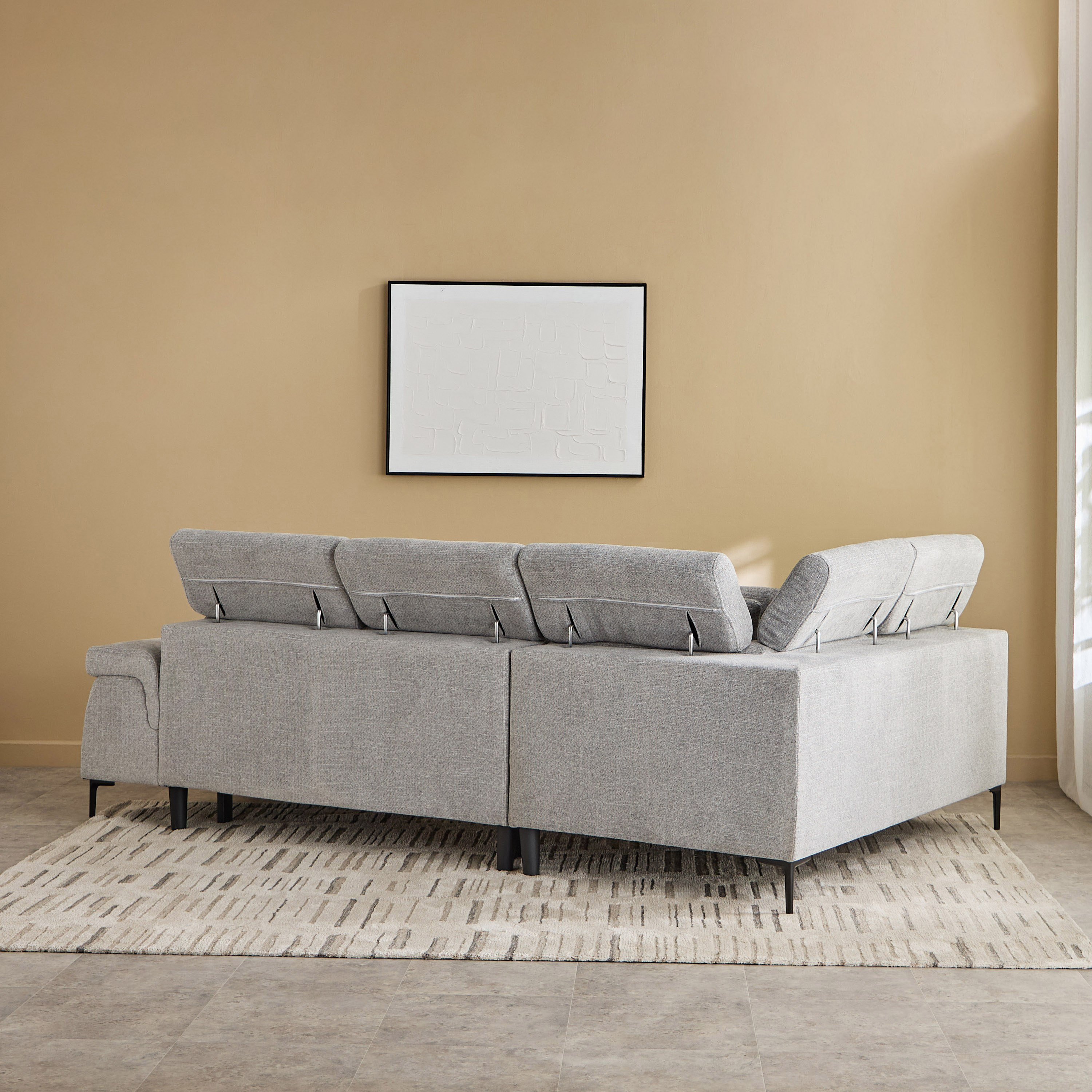 كنبة سرير ركنية يسار 5 مقاعد قماش ووسادتين ومقعد بوحدة تخزين - بافيا-hbxfurniture-sofasandarmchairs-sofabeds-image-4
