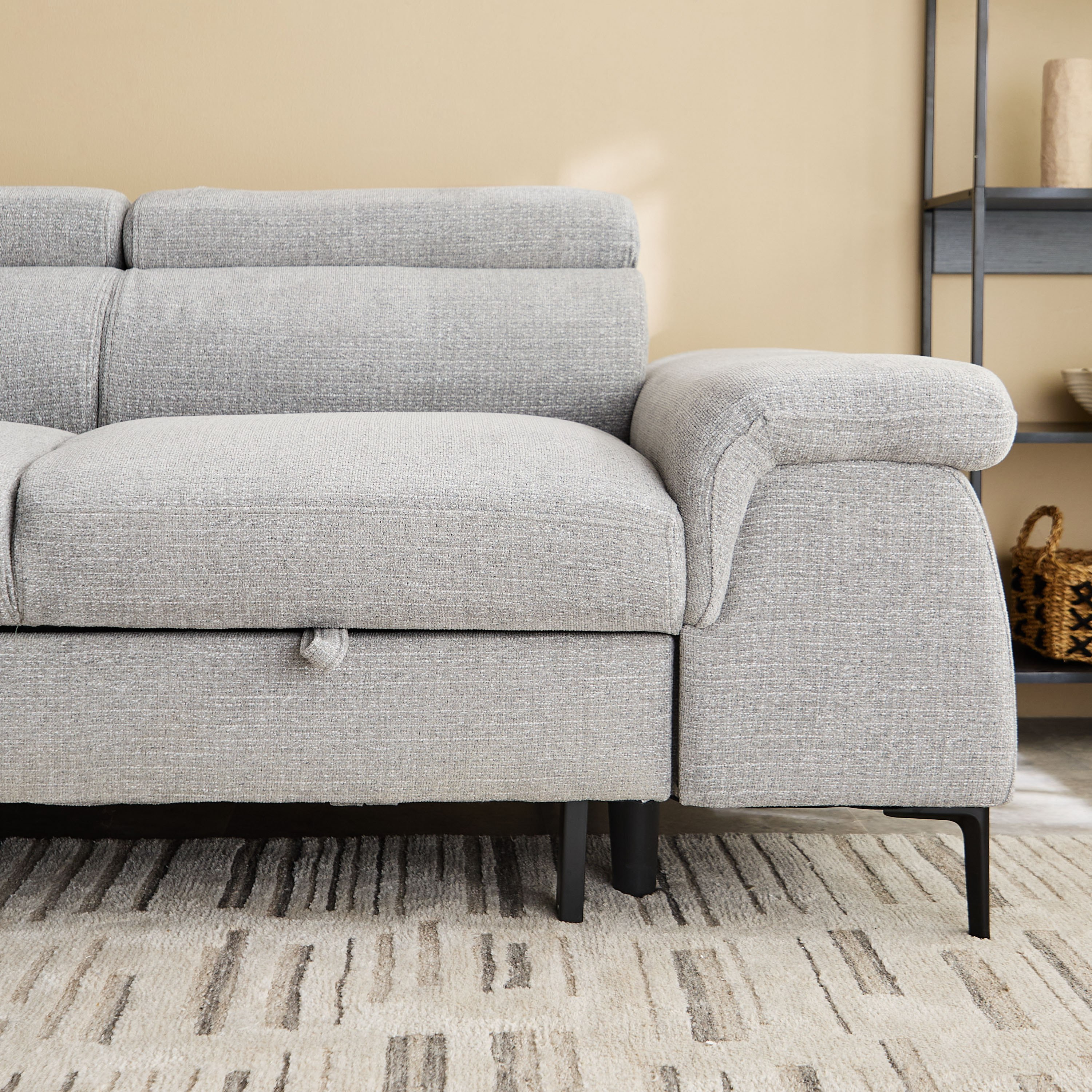 كنبة سرير ركنية يسار 5 مقاعد قماش ووسادتين ومقعد بوحدة تخزين - بافيا-hbxfurniture-sofasandarmchairs-sofabeds-image-6
