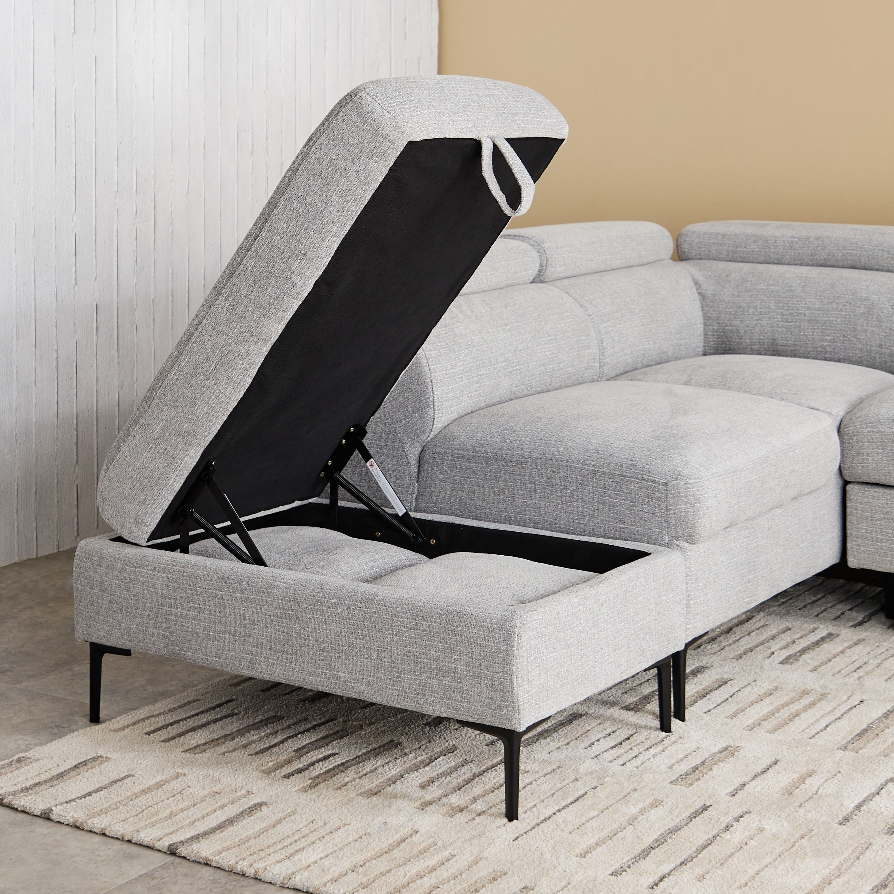 كنبة سرير ركنية يسار 5 مقاعد قماش ووسادتين ومقعد بوحدة تخزين - بافيا-hbxfurniture-sofasandarmchairs-sofabeds-image-8