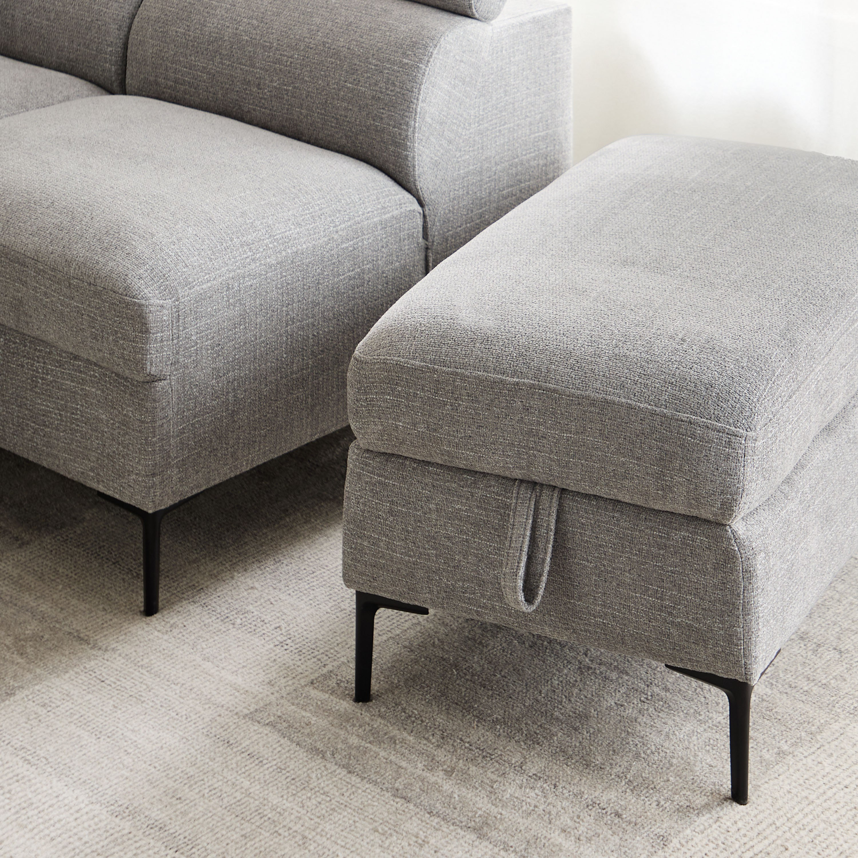 كنبة سرير ركنية يمين 5 مقاعد قماش ووسادتين ومقعد بوحدة تخزين - بافيا-hbxfurniture-sofasandarmchairs-sofabeds-image-12