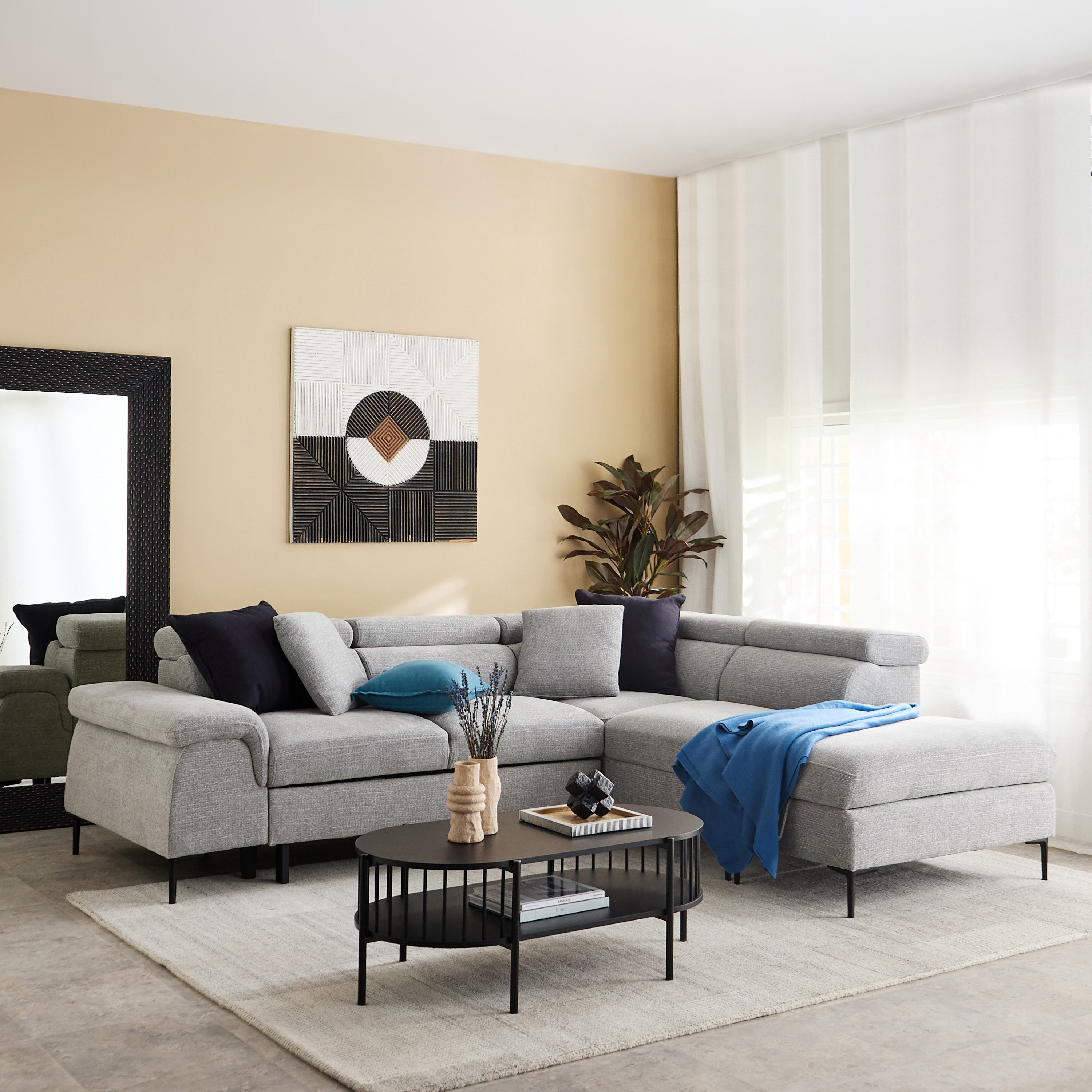 كنبة سرير ركنية يمين 5 مقاعد قماش ووسادتين ومقعد بوحدة تخزين - بافيا-hbxfurniture-sofasandarmchairs-sofabeds-image-16