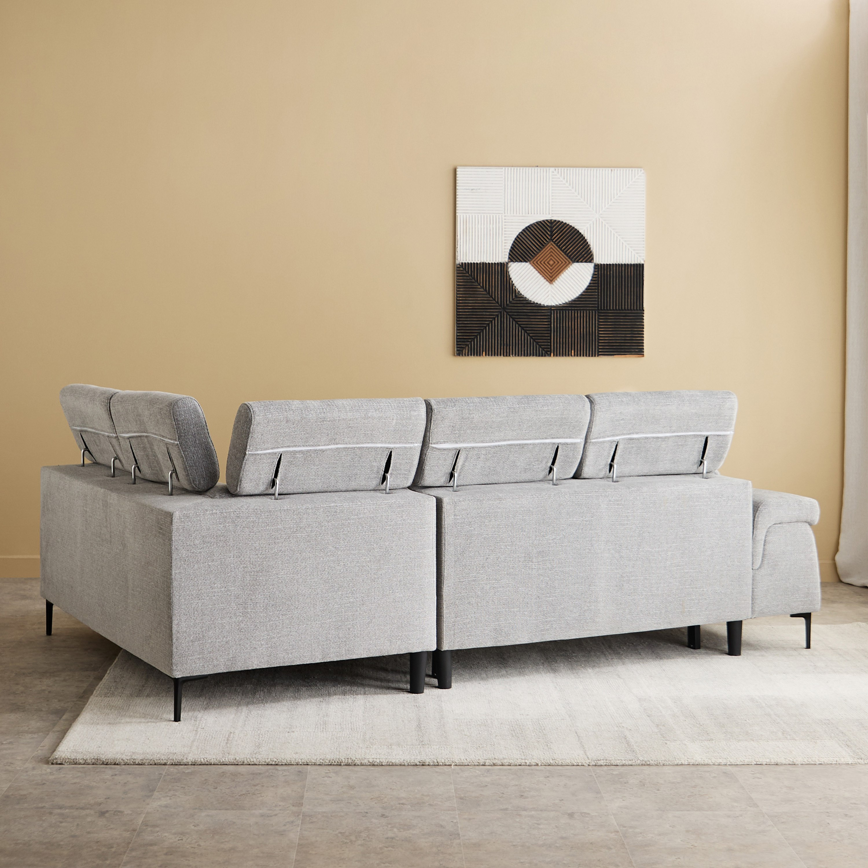 كنبة سرير ركنية يمين 5 مقاعد قماش ووسادتين ومقعد بوحدة تخزين - بافيا-hbxfurniture-sofasandarmchairs-sofabeds-image-4