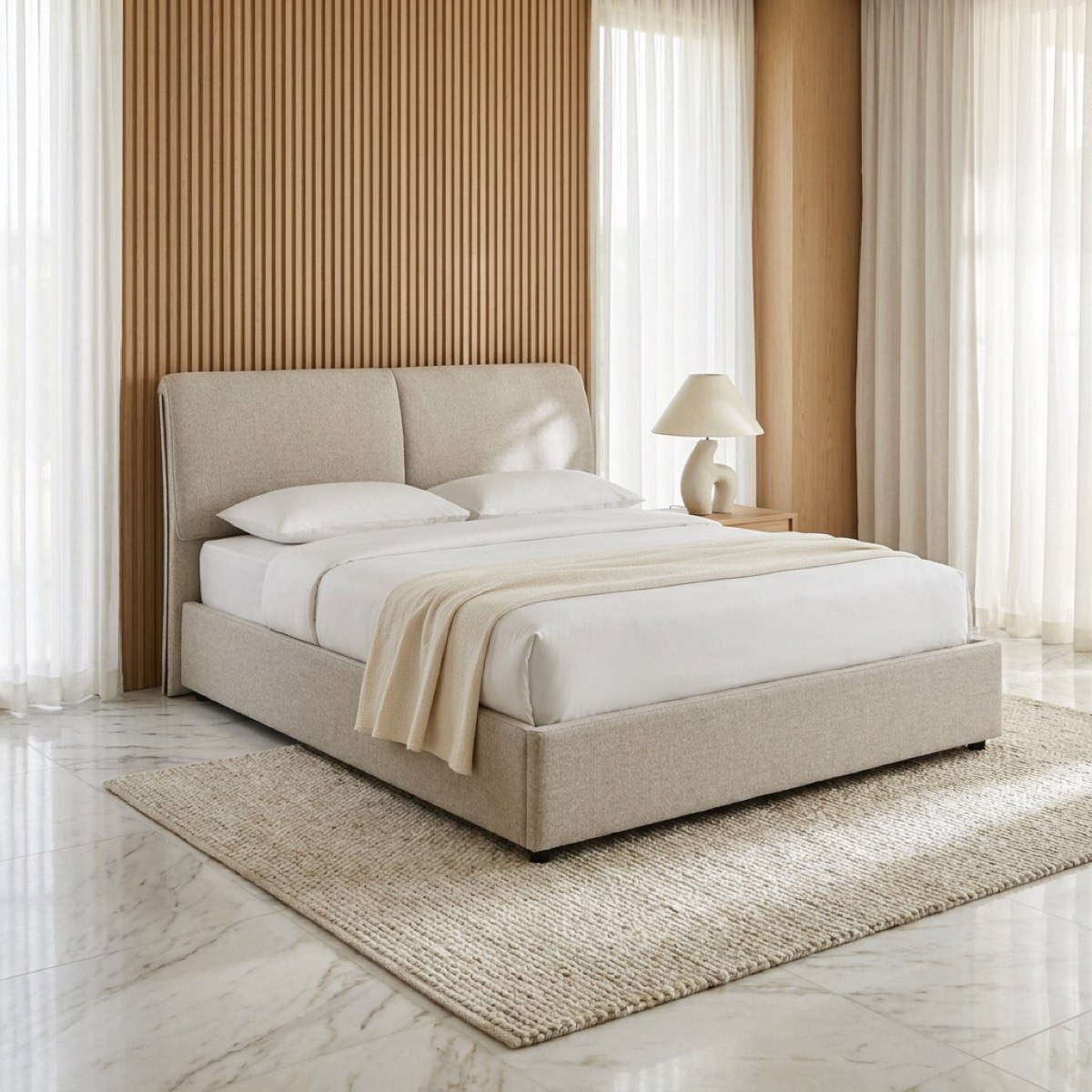Liberty Contour Queen Upholstered Bed - 160x200 cm-hbxbedroom-bedsandbedsets-beds-queen-image-1