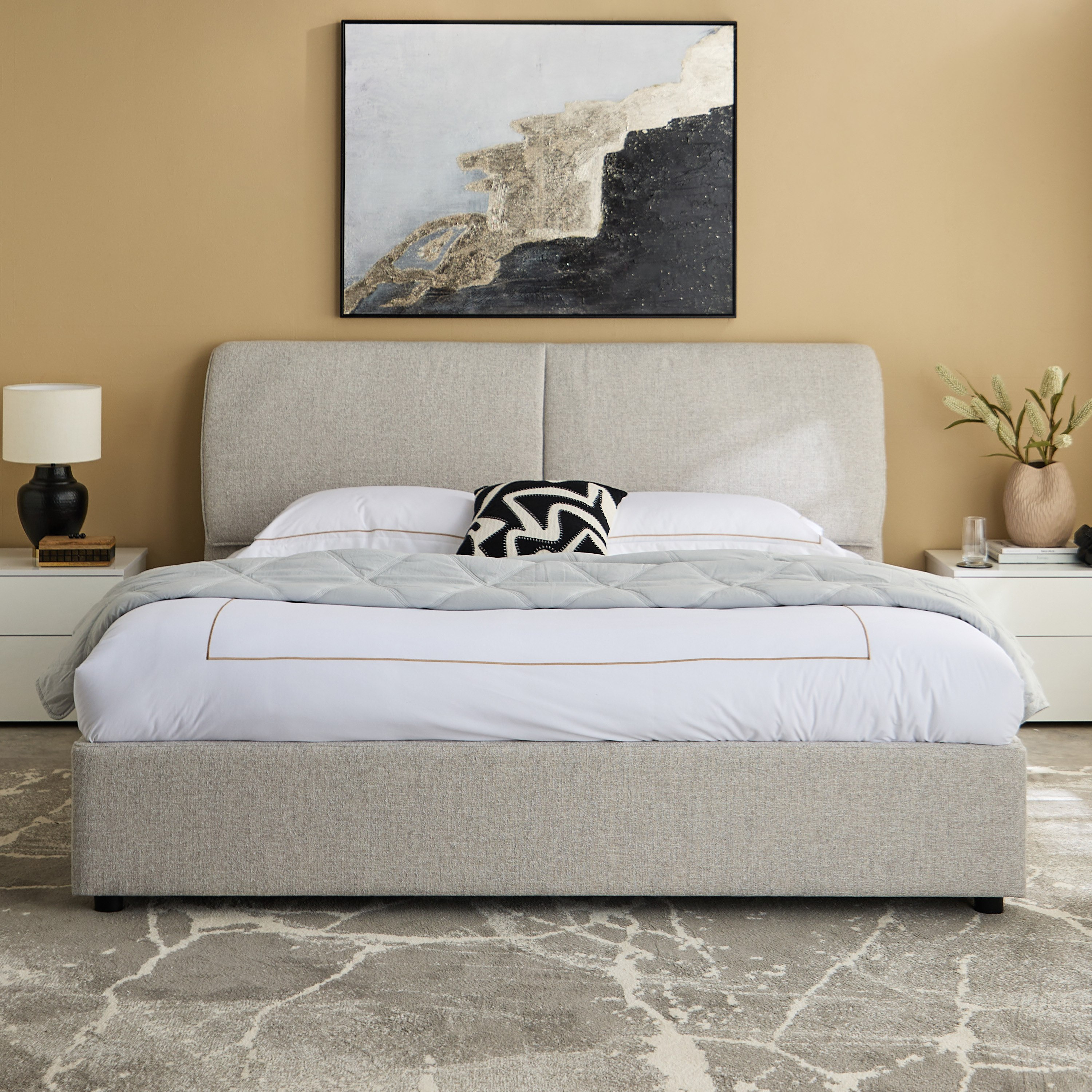 Liberty Contour Queen Upholstered Bed - 160x200 cm-hbxbedroom-bedsandbedsets-beds-queen-image-2