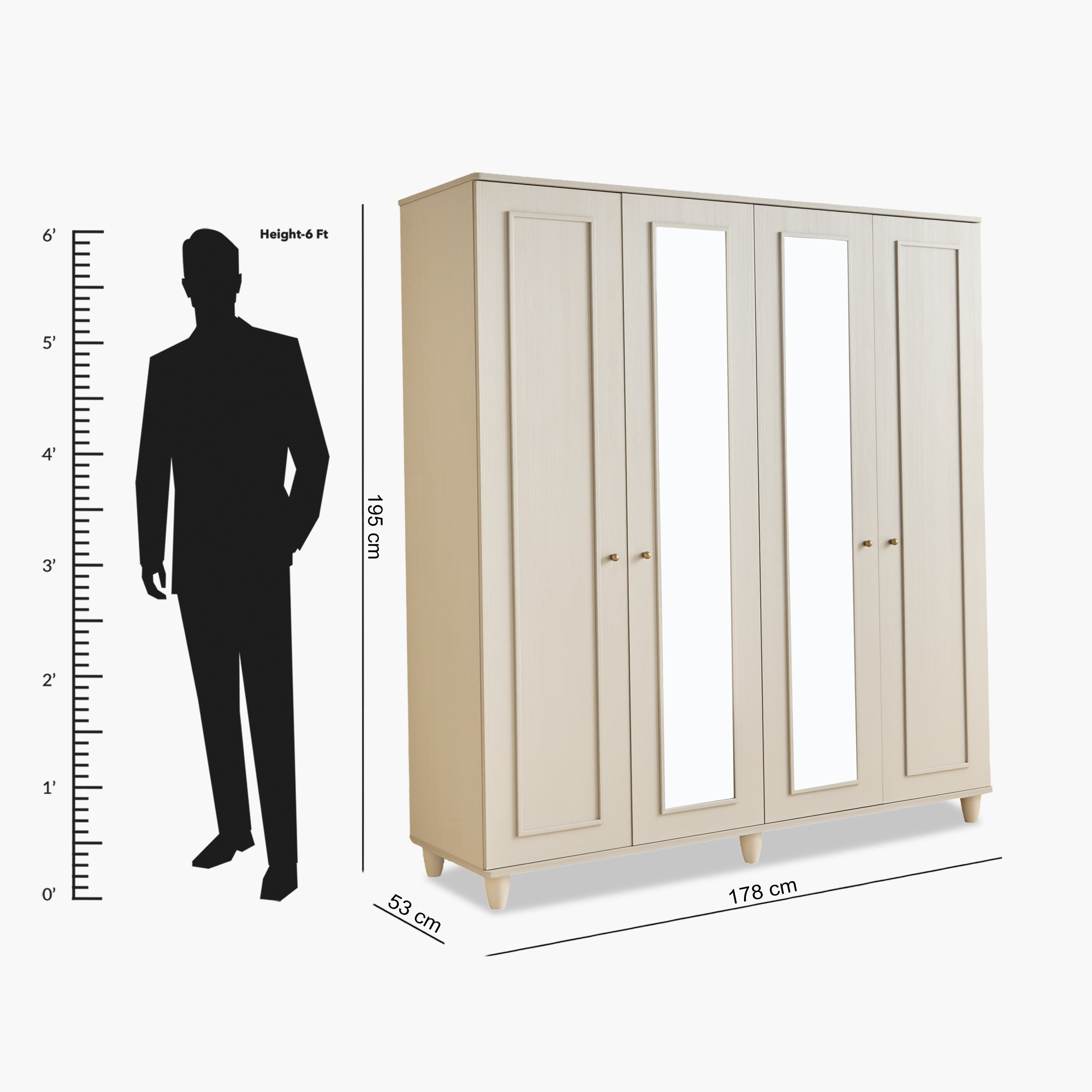 Bergenz 4-Door Wardobe with Mirror-hbxfurniture-wardrobes-image-12