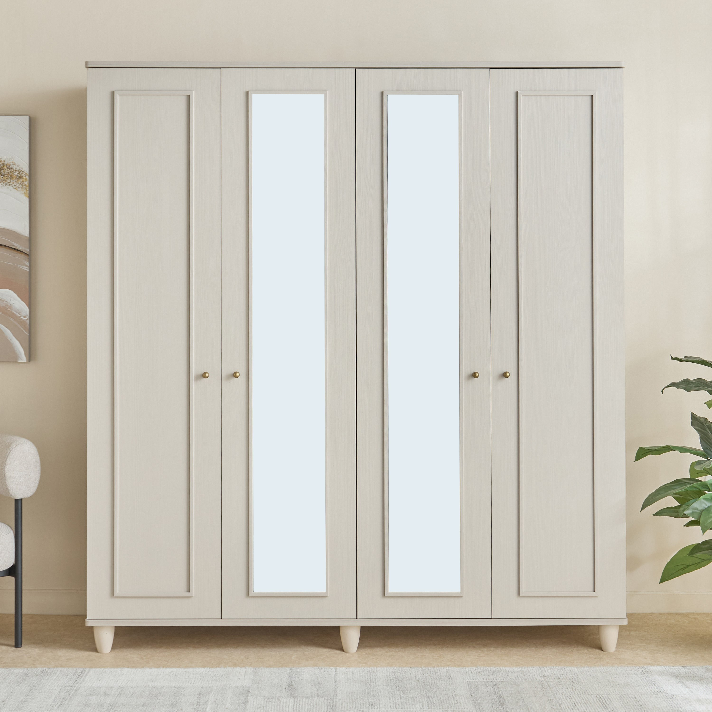 Bergenz 4-Door Wardobe with Mirror-hbxfurniture-wardrobes-image-2