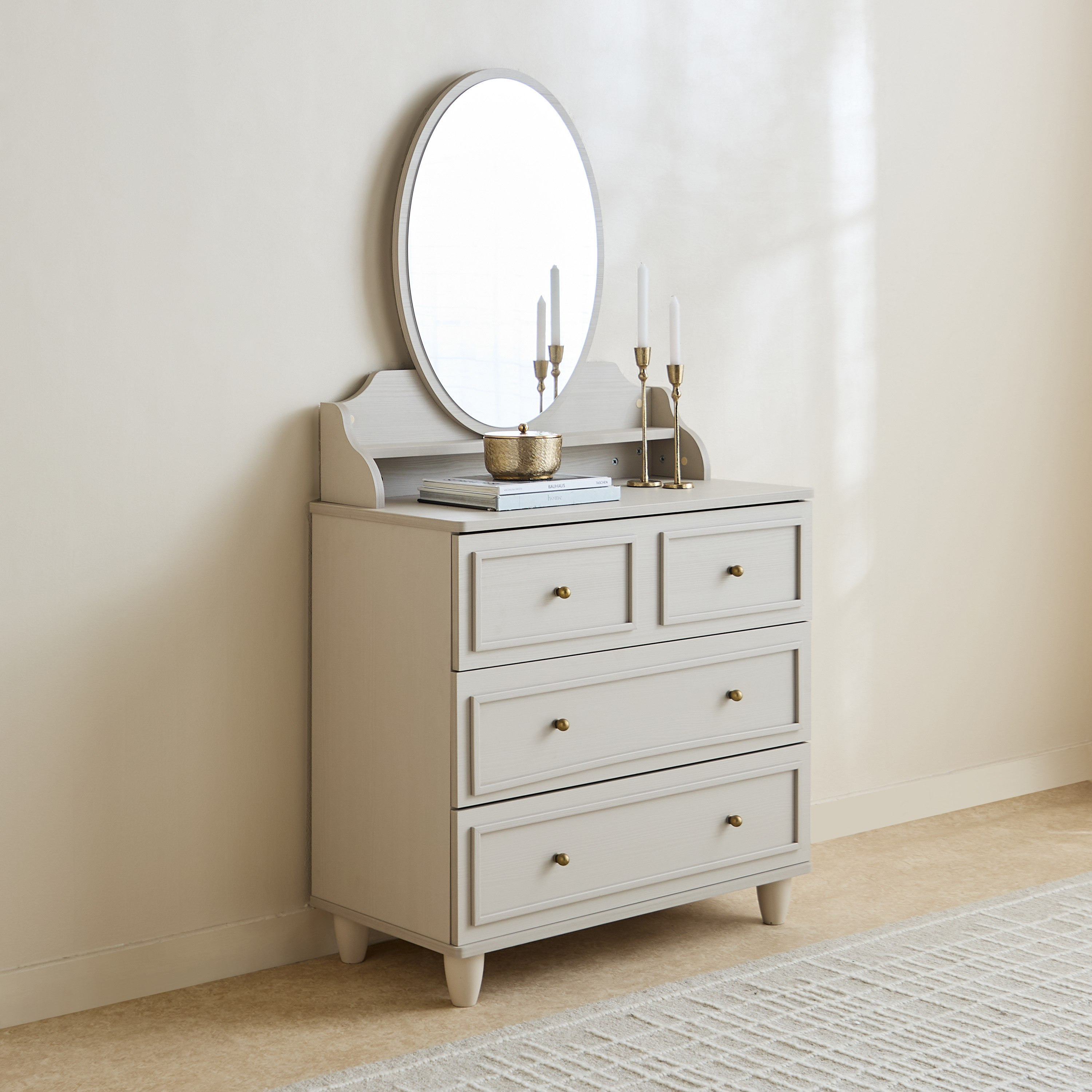 Bergenz 3-Drawer Dresser with Open Shelves and Mirror-hbxfurniture-bedroom-dressersandmirrors-image-1